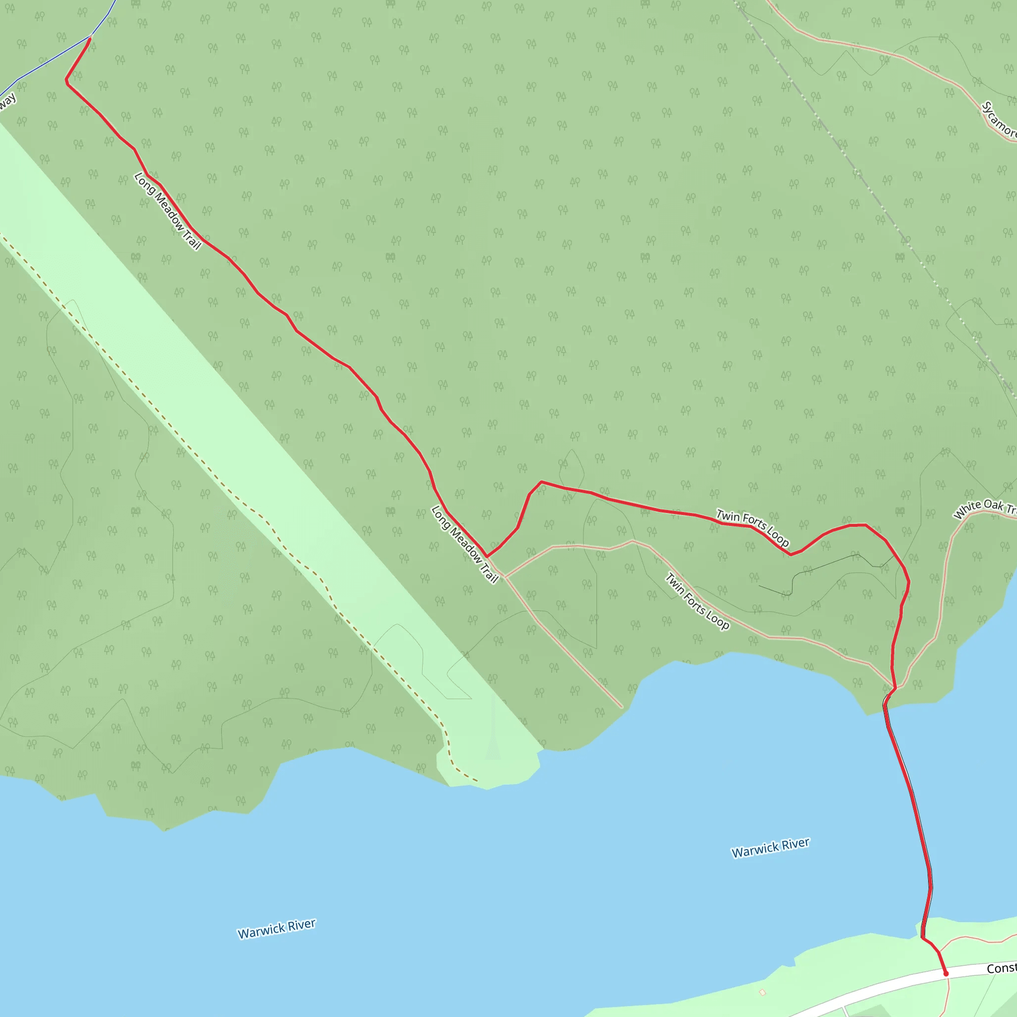 Twin Forts and Long Meadow Trail mobile static map