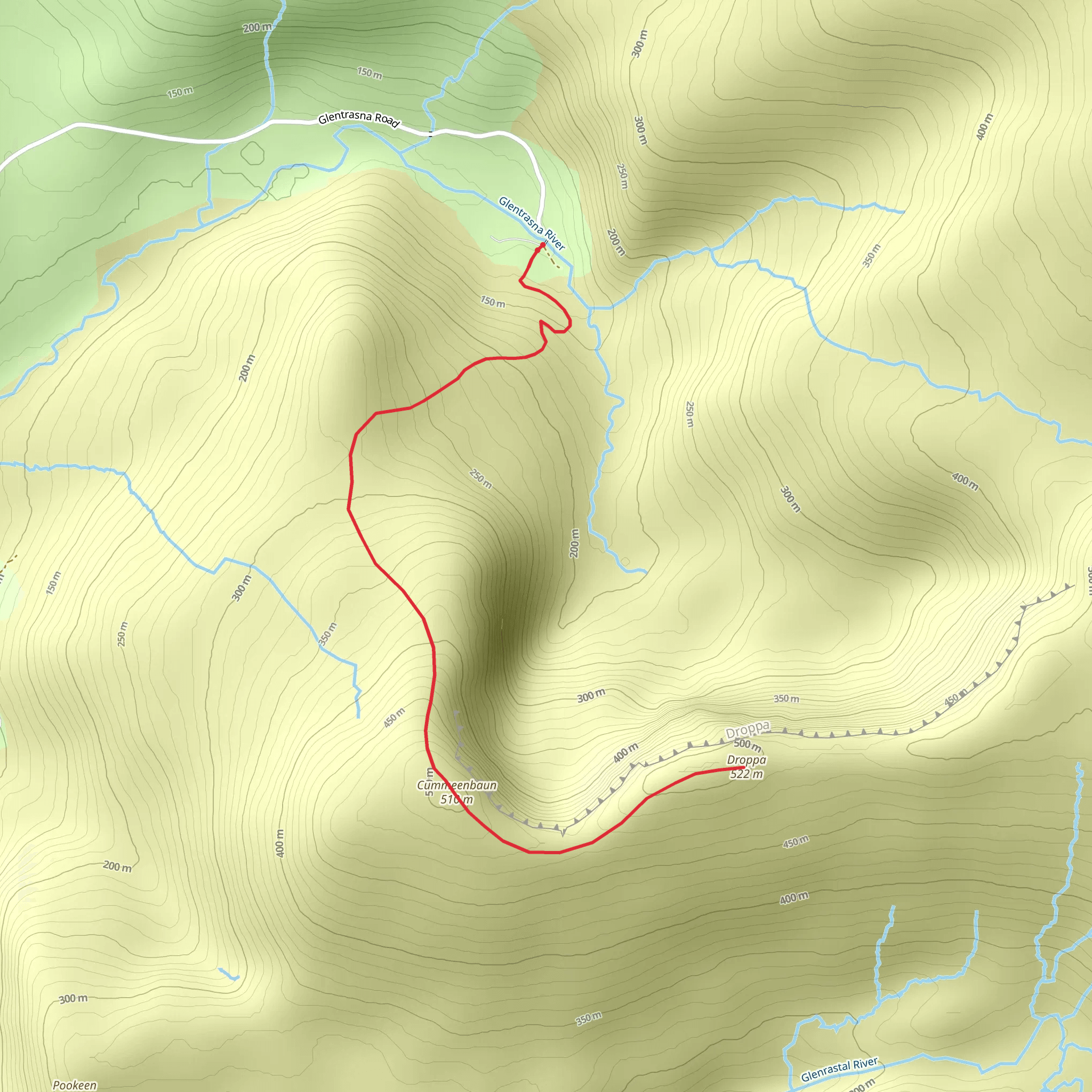 Cummeenbaun and Droppa Walk mobile static map