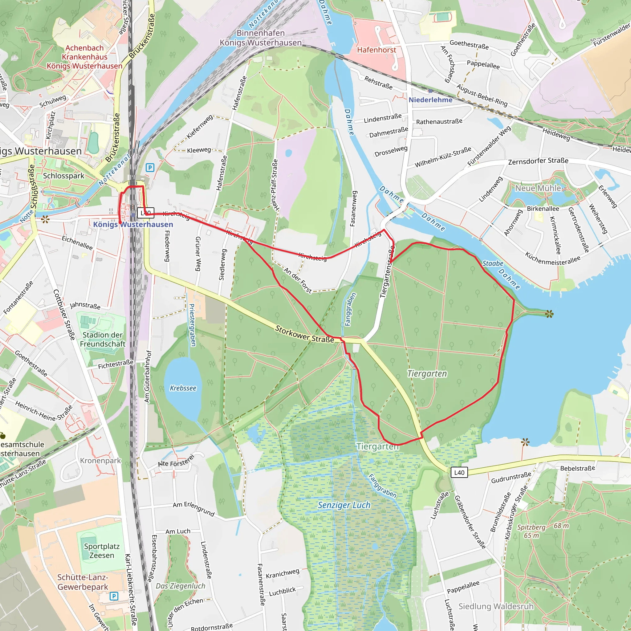 Krimnicksee via Rundweg Klein Venedig and Skulpturenpfad Tiergarten mobile static map