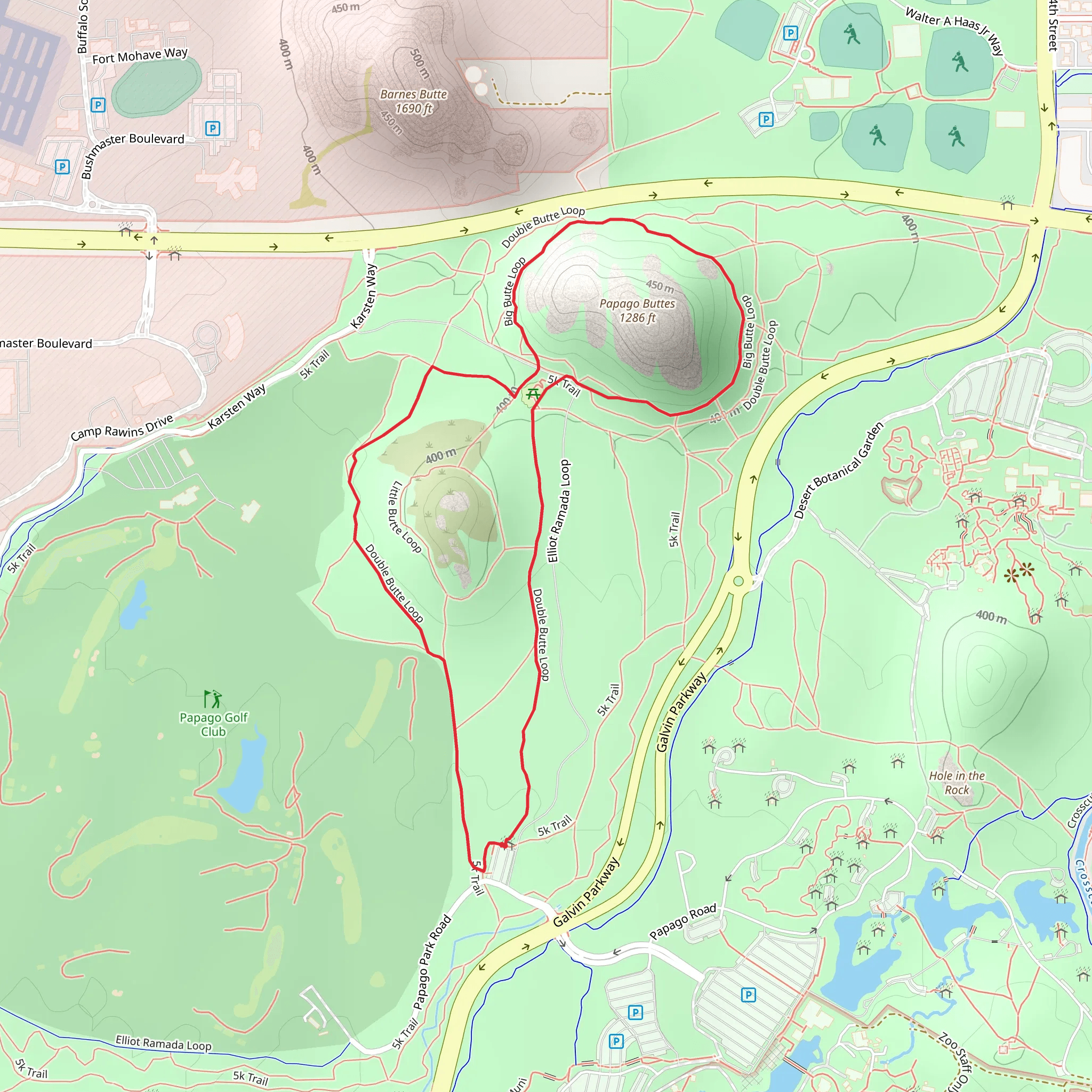 Double Butte and Papago Buttes Loop mobile static map