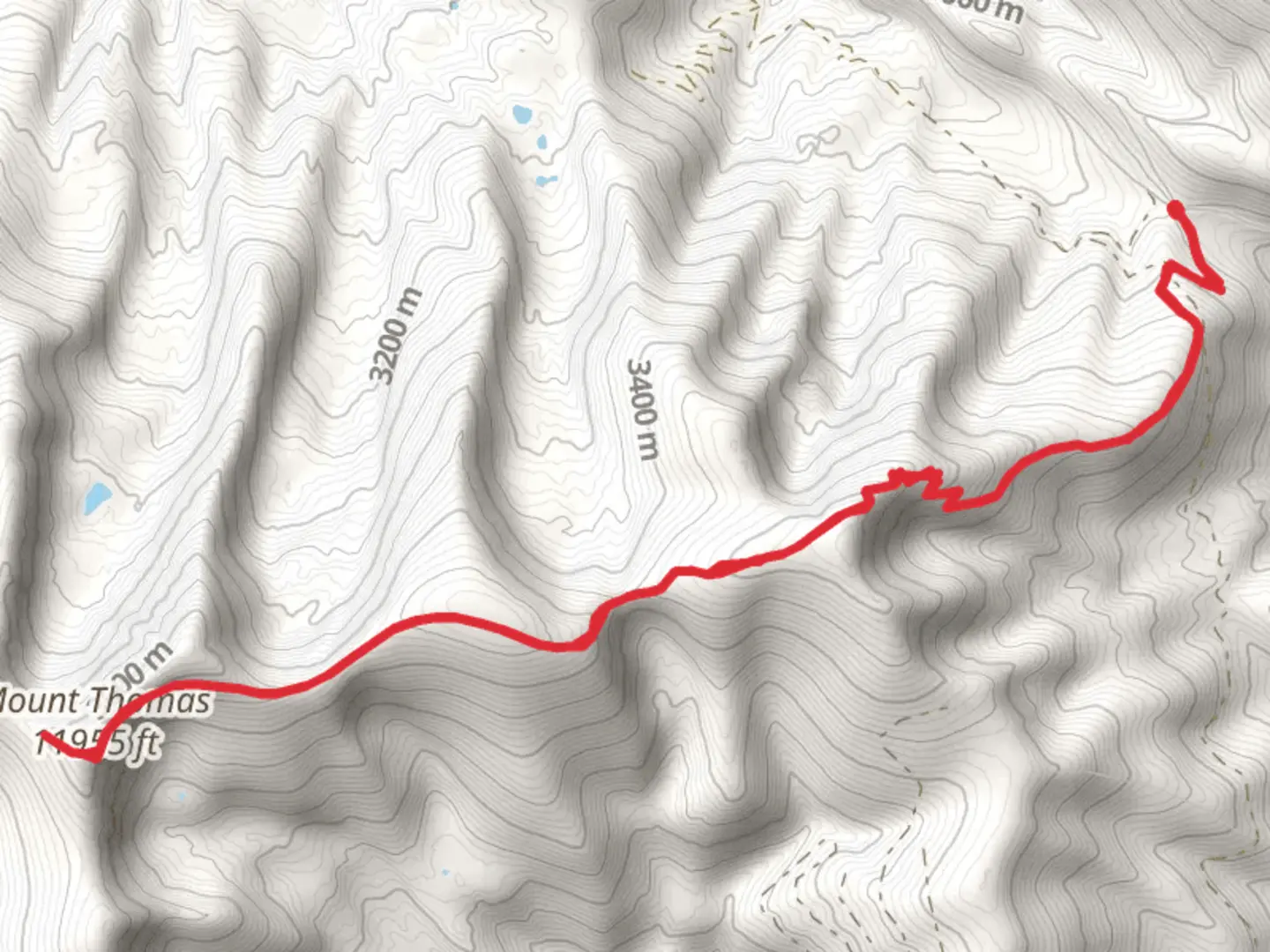 An image depicting the trail Mount Thomas Trail Out and Back and its surrounding area.