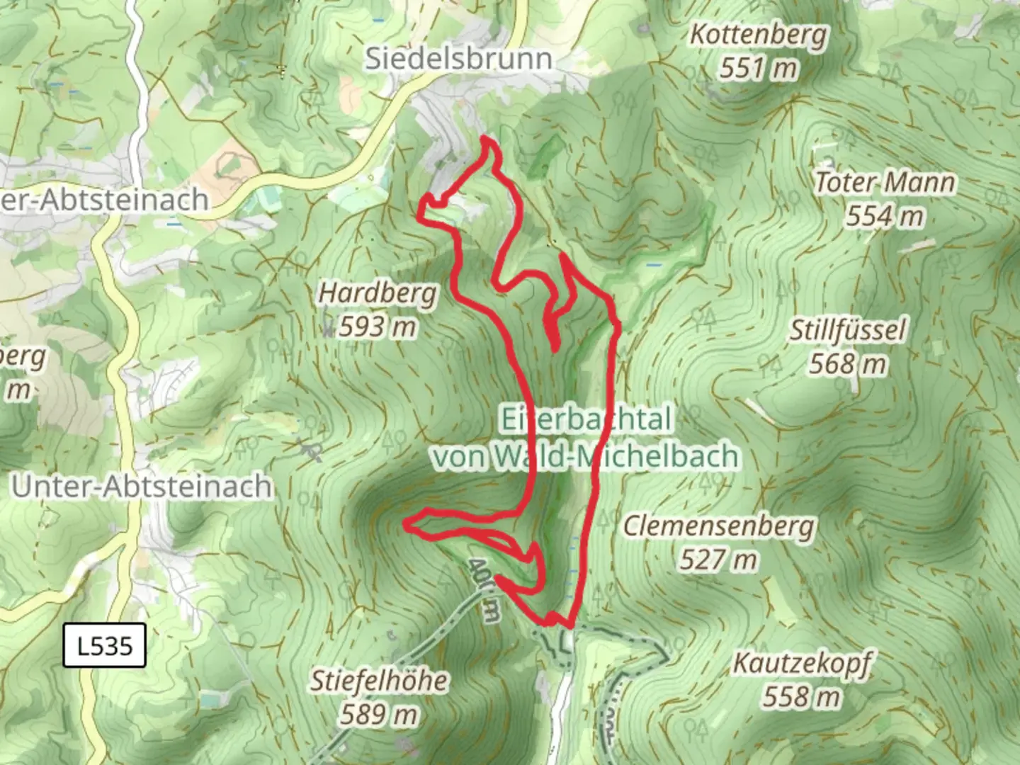 An image depicting the trail Wallfahrtsweg Lichtenklingen and its surrounding area.