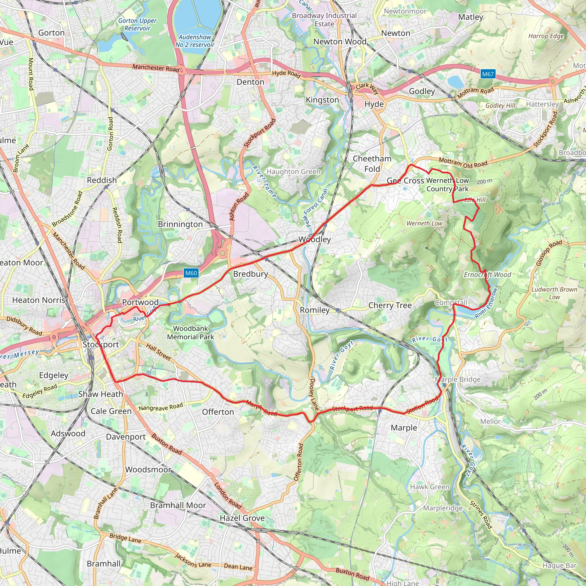 Stockport and Compstall Loop mobile static map