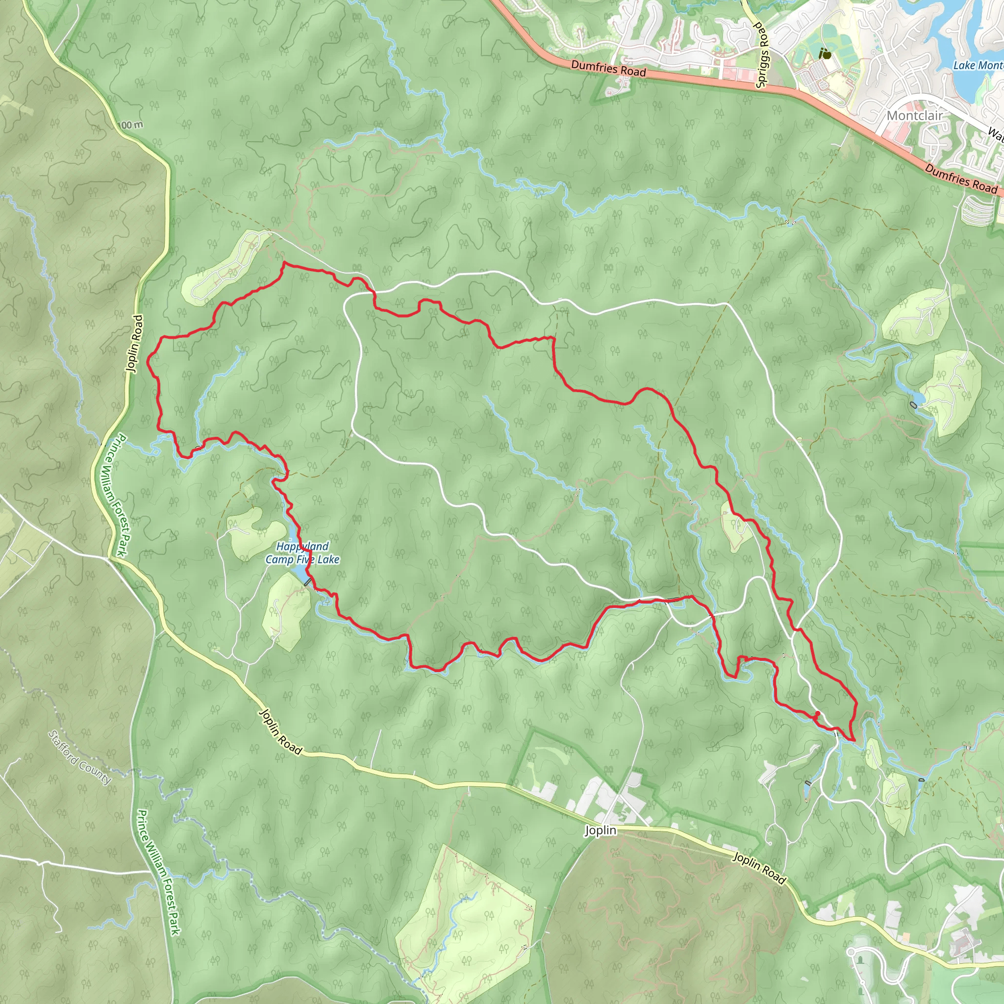 Happyland Camp Five Lake via South Valley Loop Trail mobile static map
