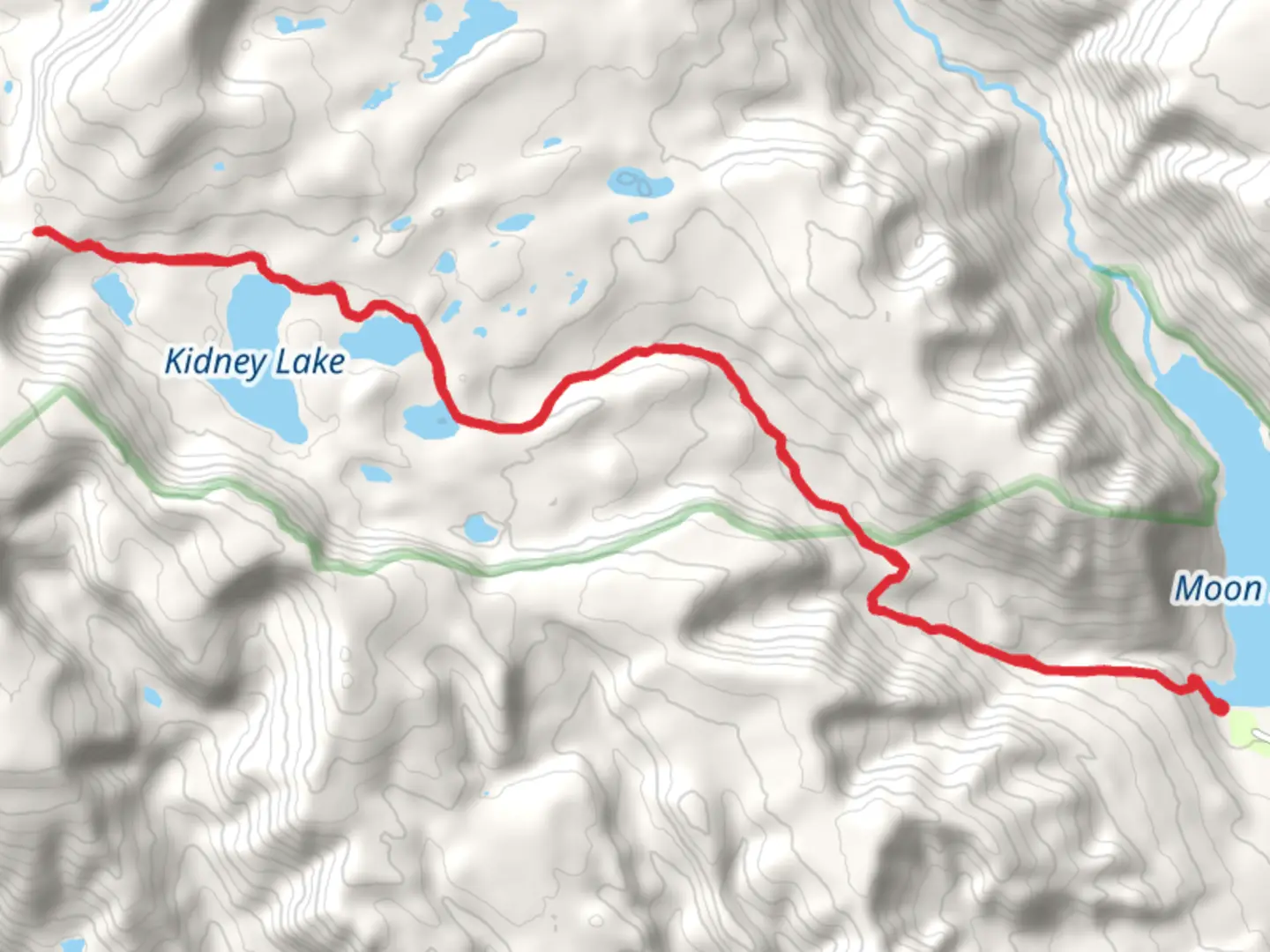 An image depicting the trail Brown Duck Trail and Tworoose Pass Trail and its surrounding area.