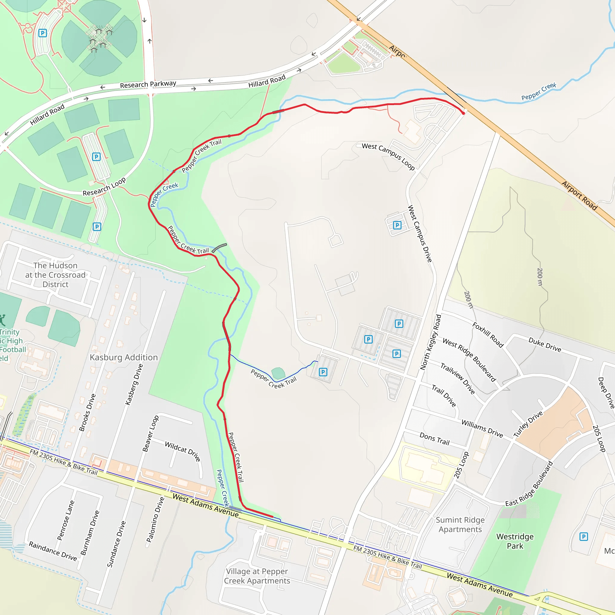 Pepper Creek Trail mobile static map