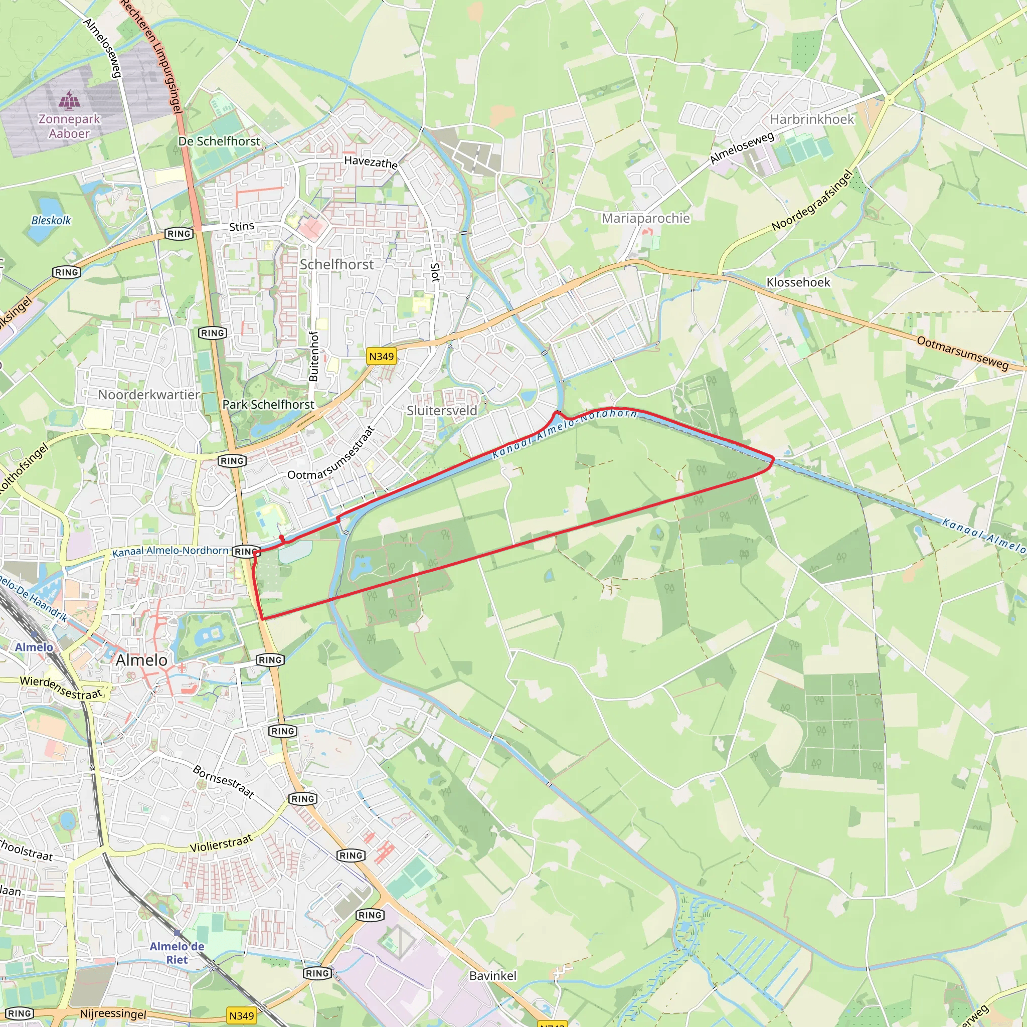 Kanaal Almelo - Nordhorn, De Pook and Gravenallee Loop mobile static map