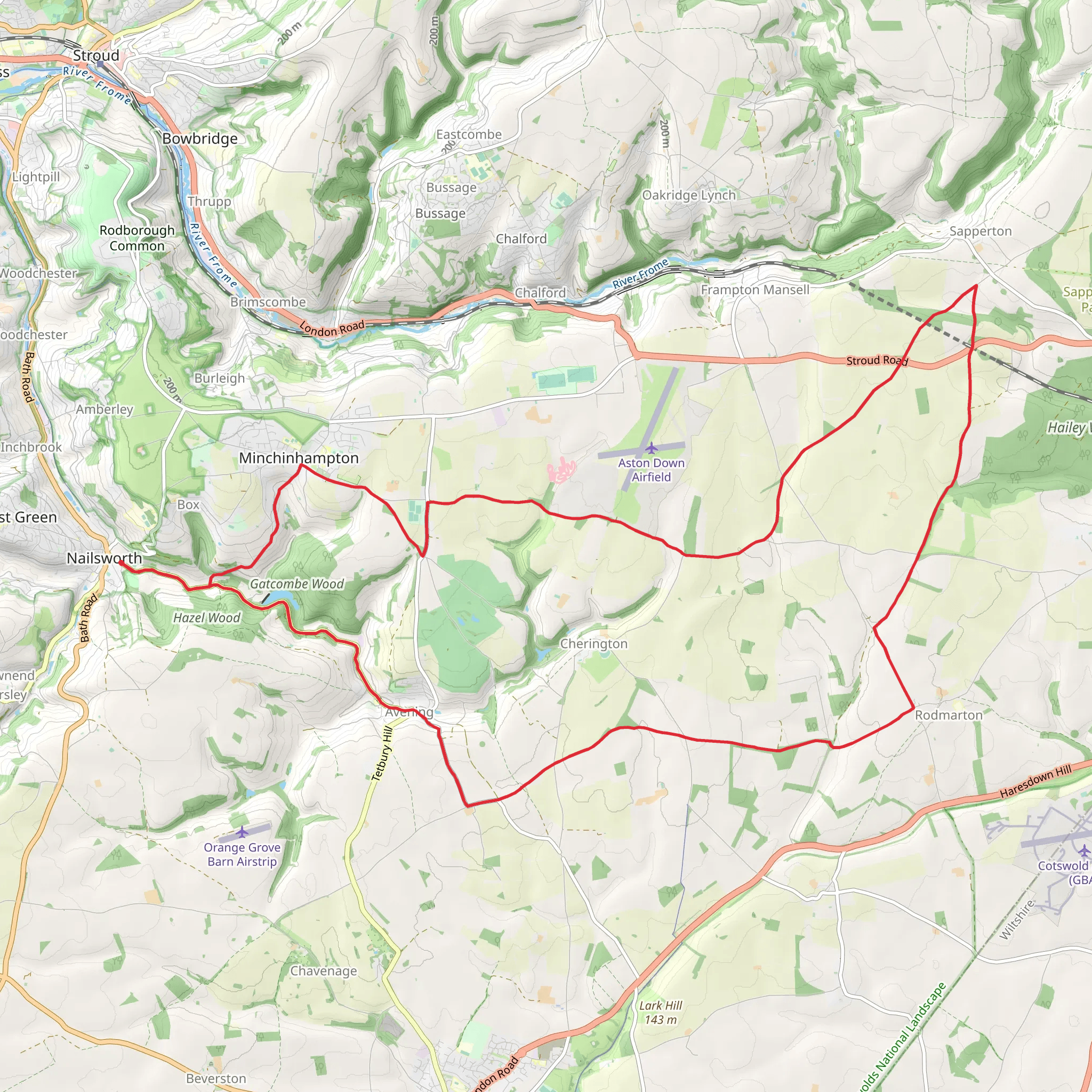 Nailsworth, Minchinhampton and Avening Loop mobile static map