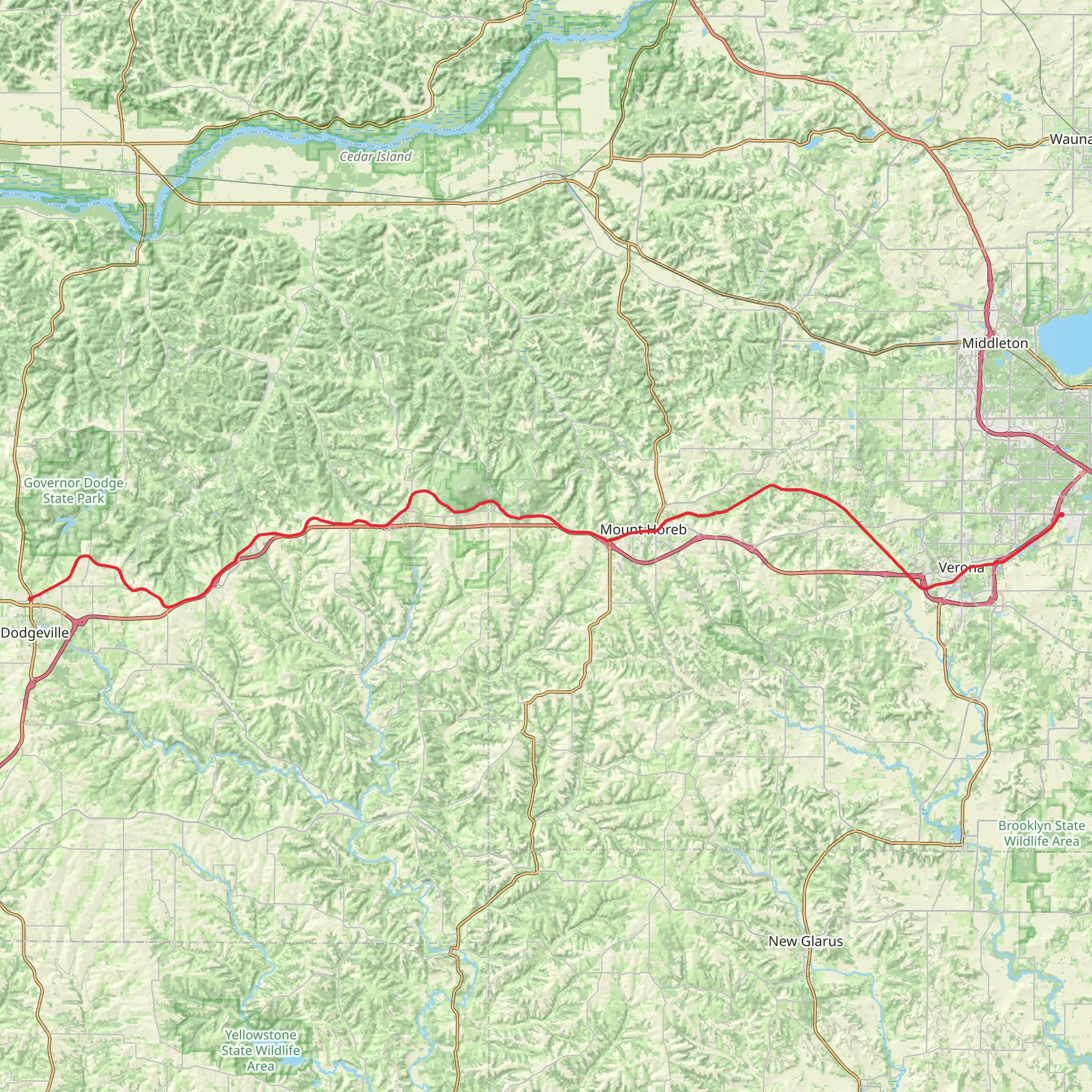 Military Ridge State Trail mobile static map