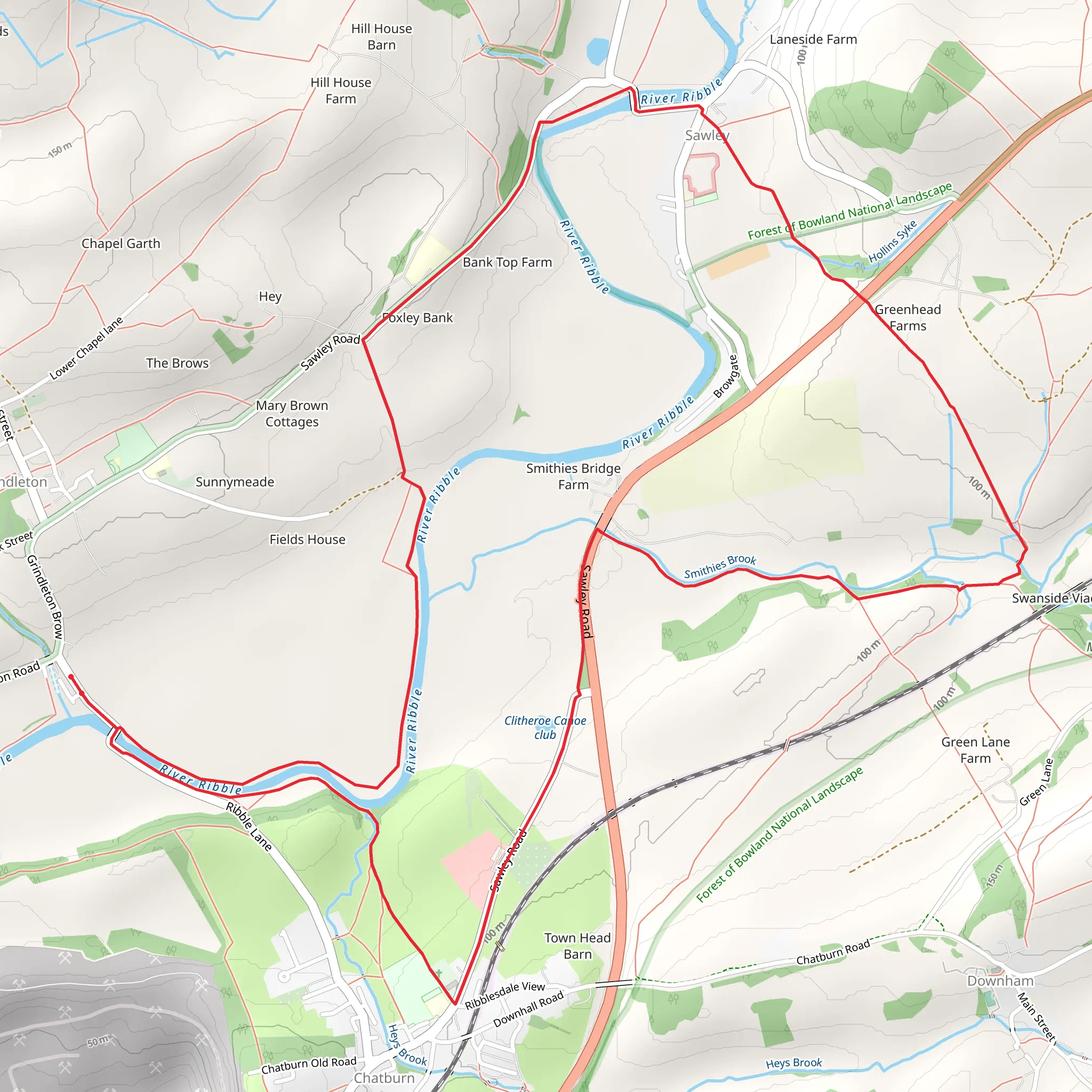 River Ribble and Sawley Loop mobile static map