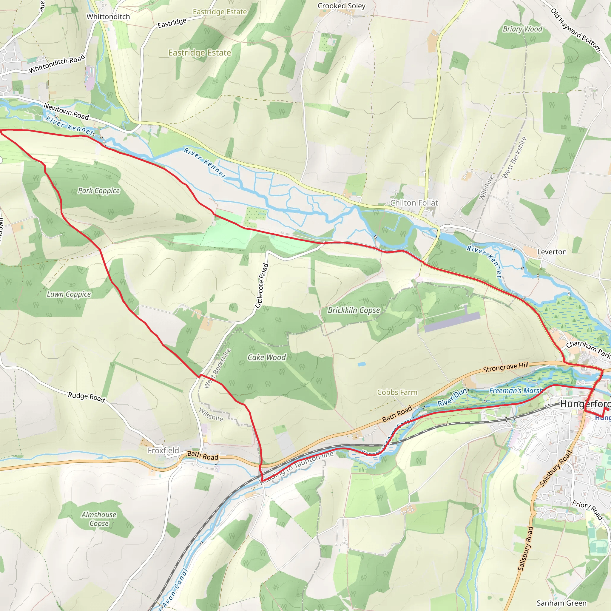 Hungerford Circular Walk mobile static map