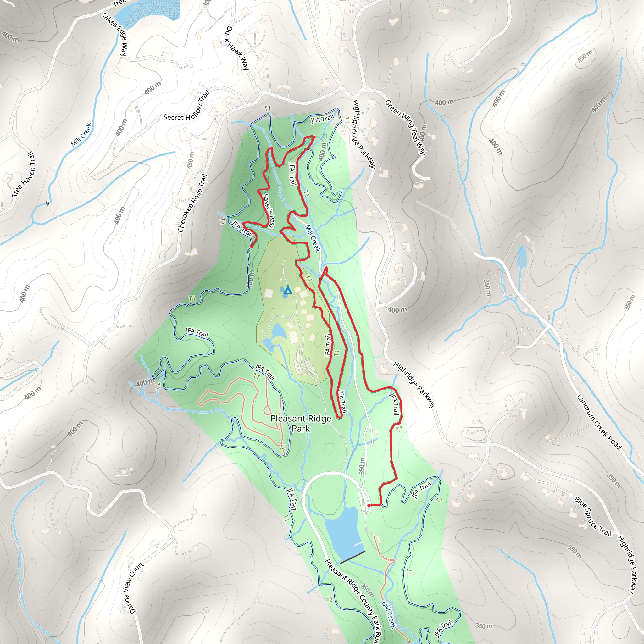Sassy's Pass via JFA Trail mobile static map