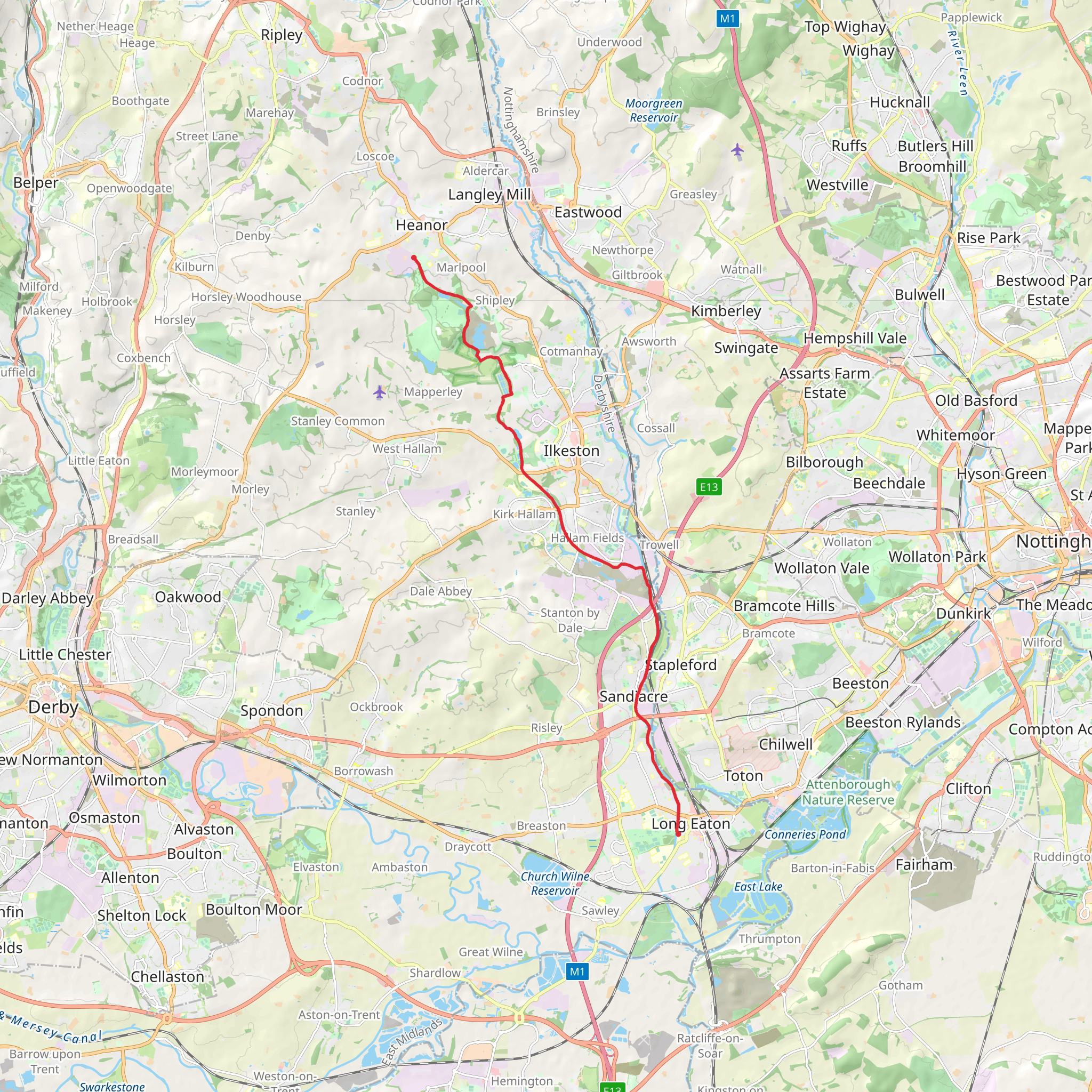 Nutbrook Trail mobile static map