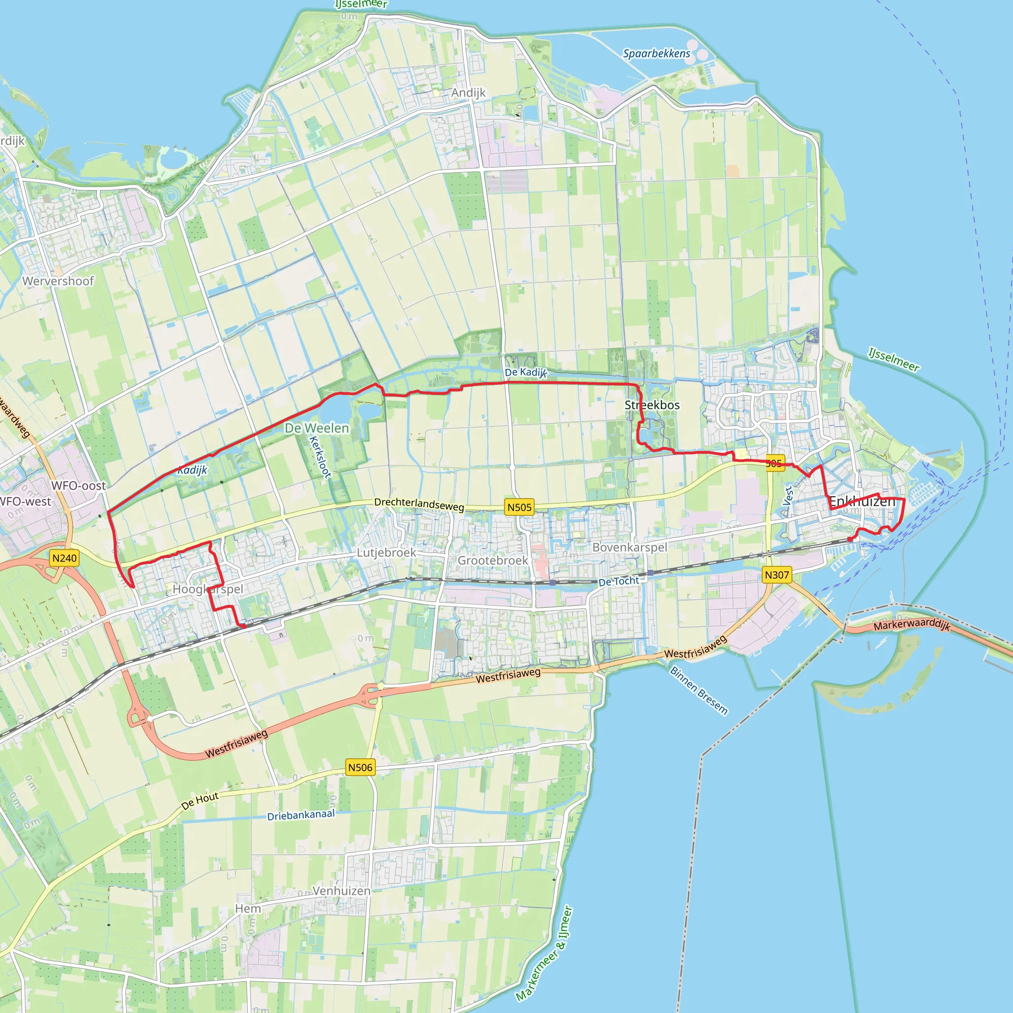 Oosterwijzend to Enkhuizen via Lutjebroker Weel and Streekbos mobile static map