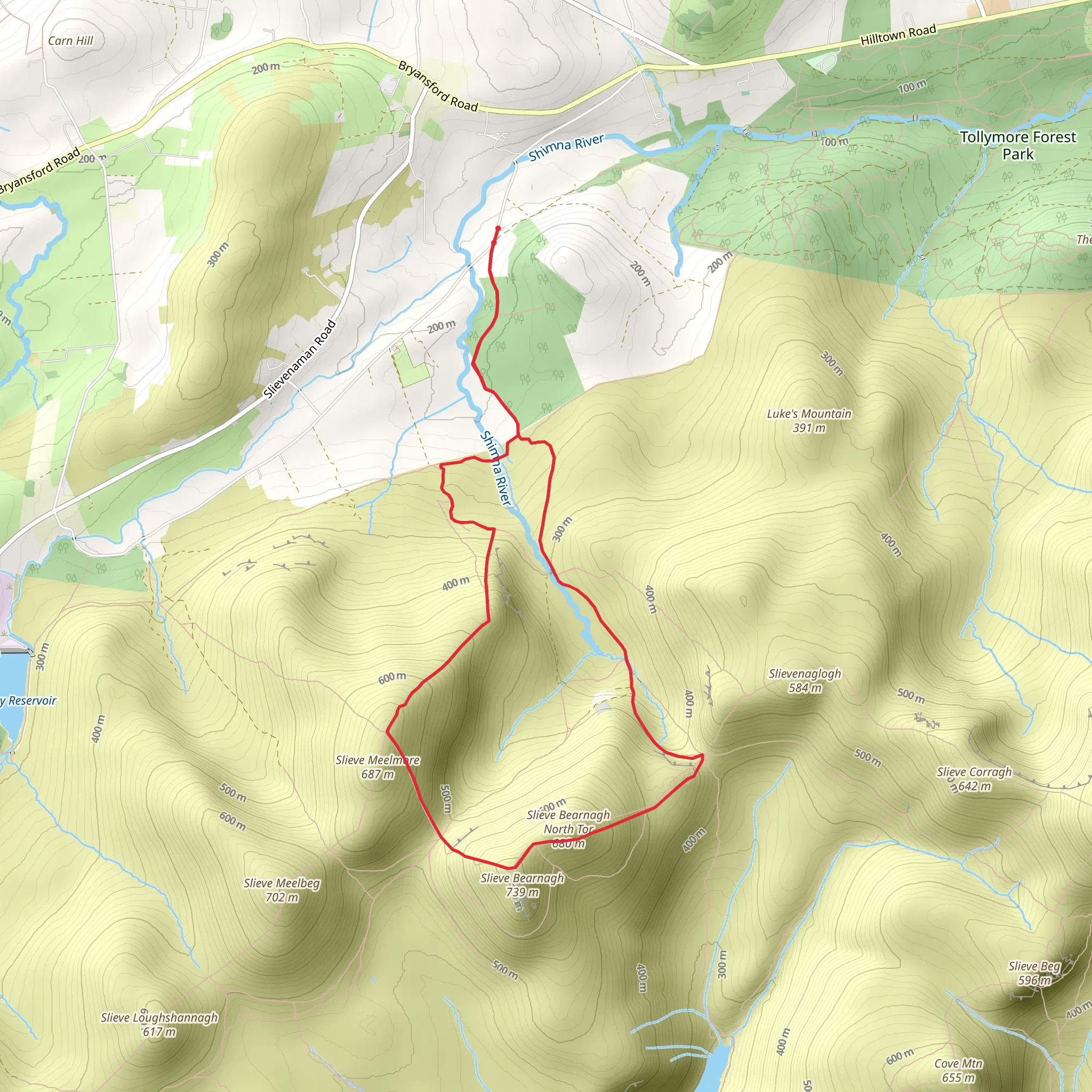 Slieve Bearnagh And Meelmore mobile static map