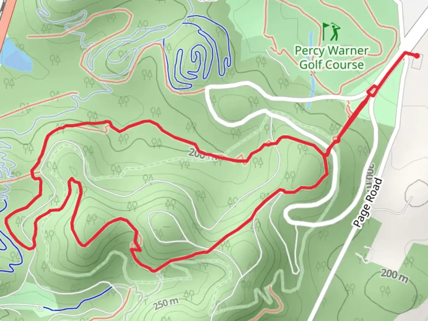 An image depicting the trail Warner Woods Trail Loop and its surrounding area.