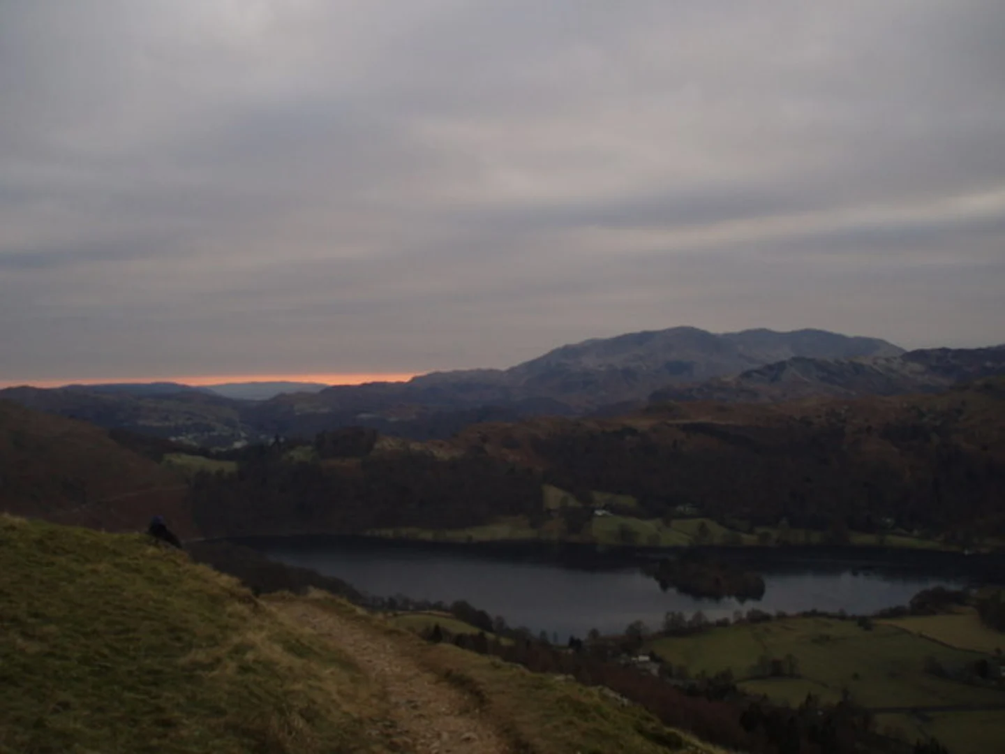 An image depicting the trail Stone Arthur, Great Rigg, Heron Pike and Alcock Tarn Loop and its surrounding area.
