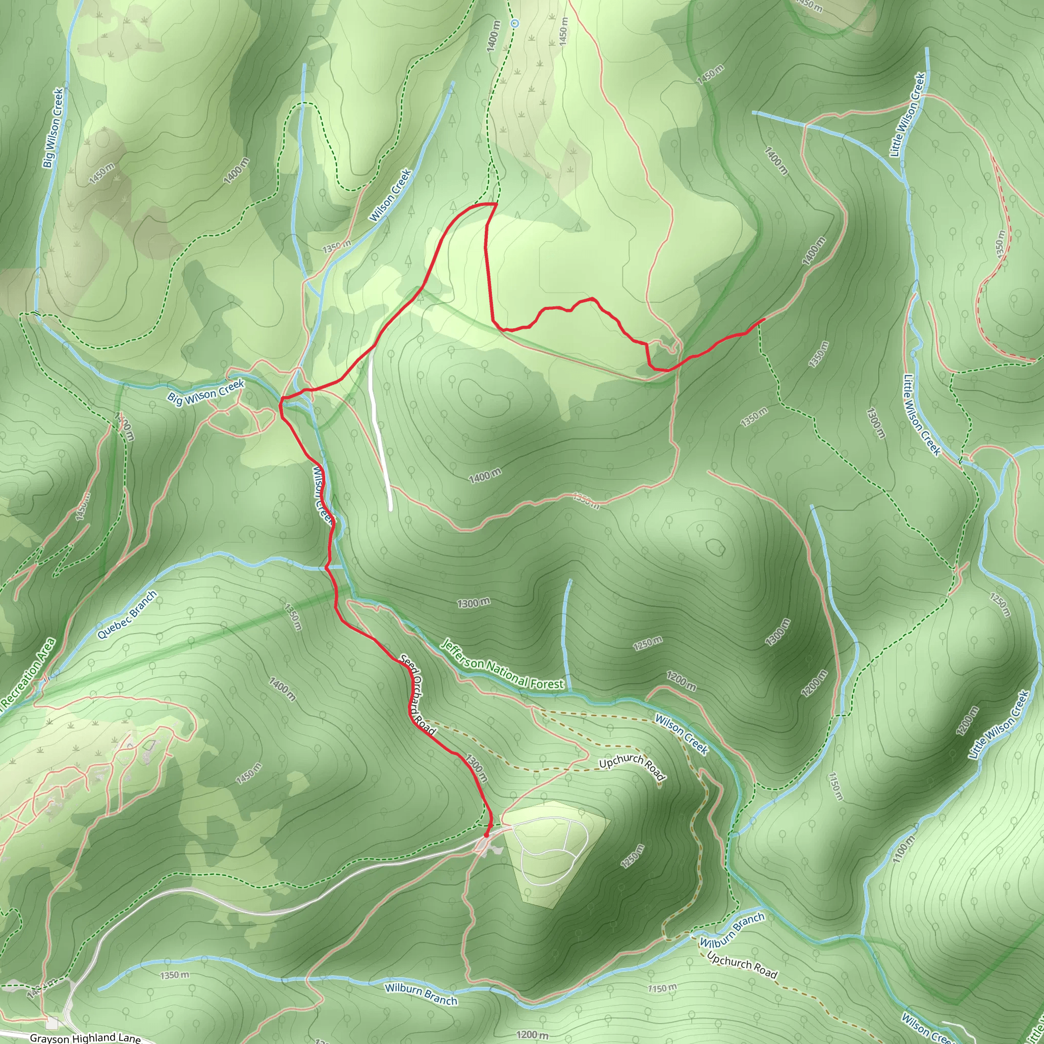 Bearpen Trail via Seed Orchard Trail mobile static map