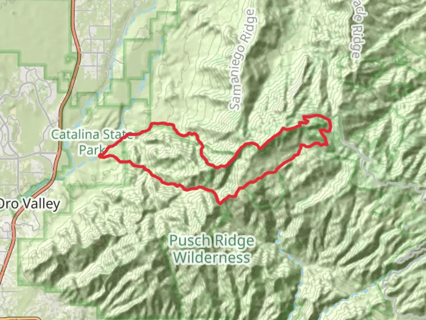 An image depicting the trail Romero Canyon, Mount Lemmon and Cargodera Canyon Loop Trail and its surrounding area.