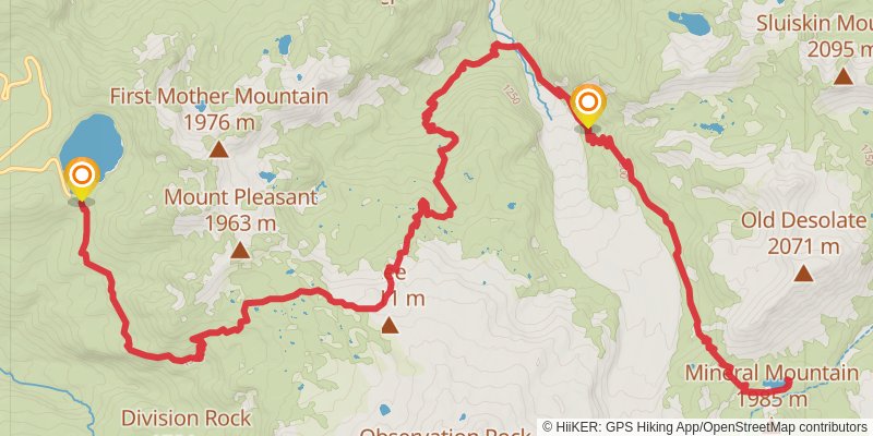 Mowich Lake to Mystic Lake Trail stage 3 Map