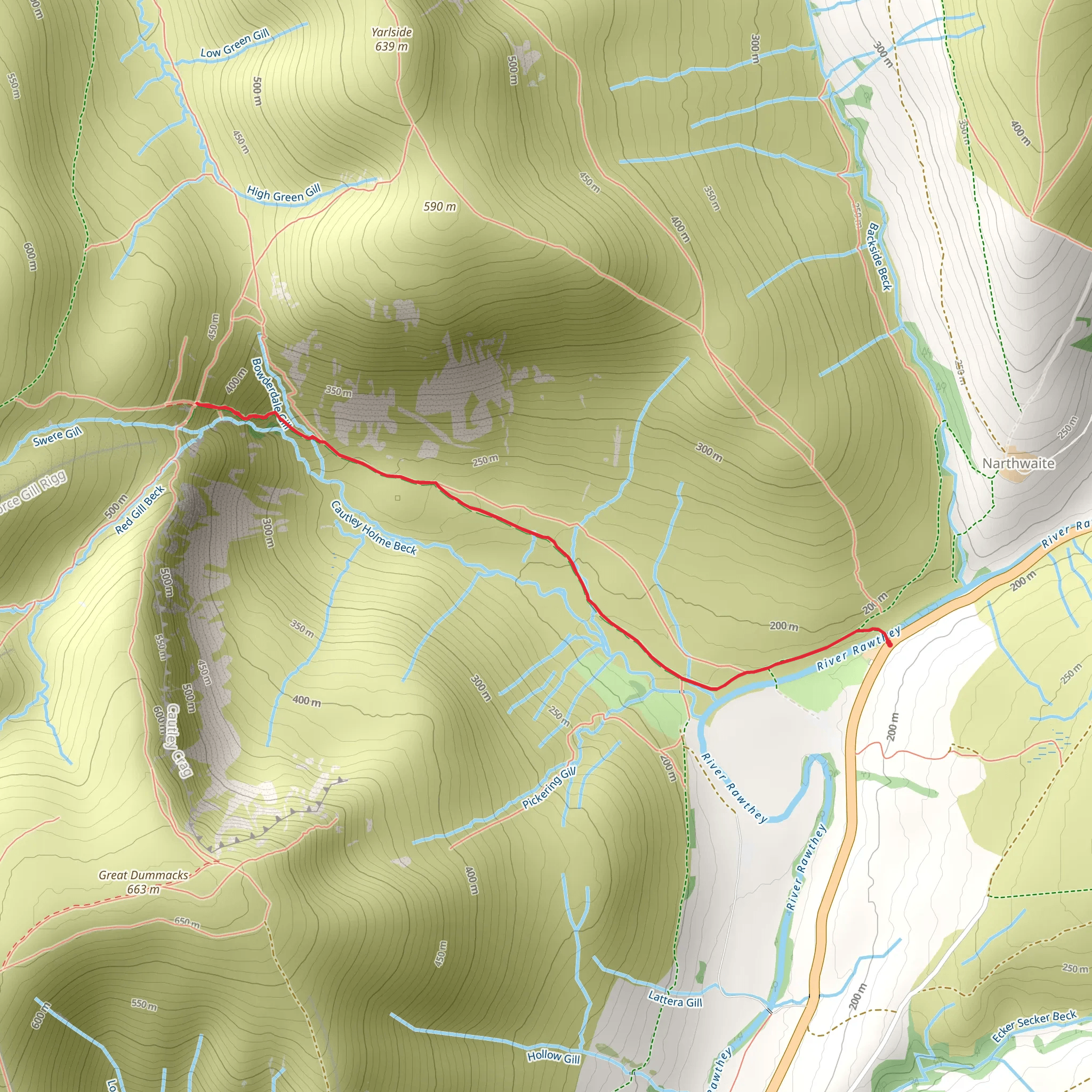 Cautley Spout from Cross Keys mobile static map