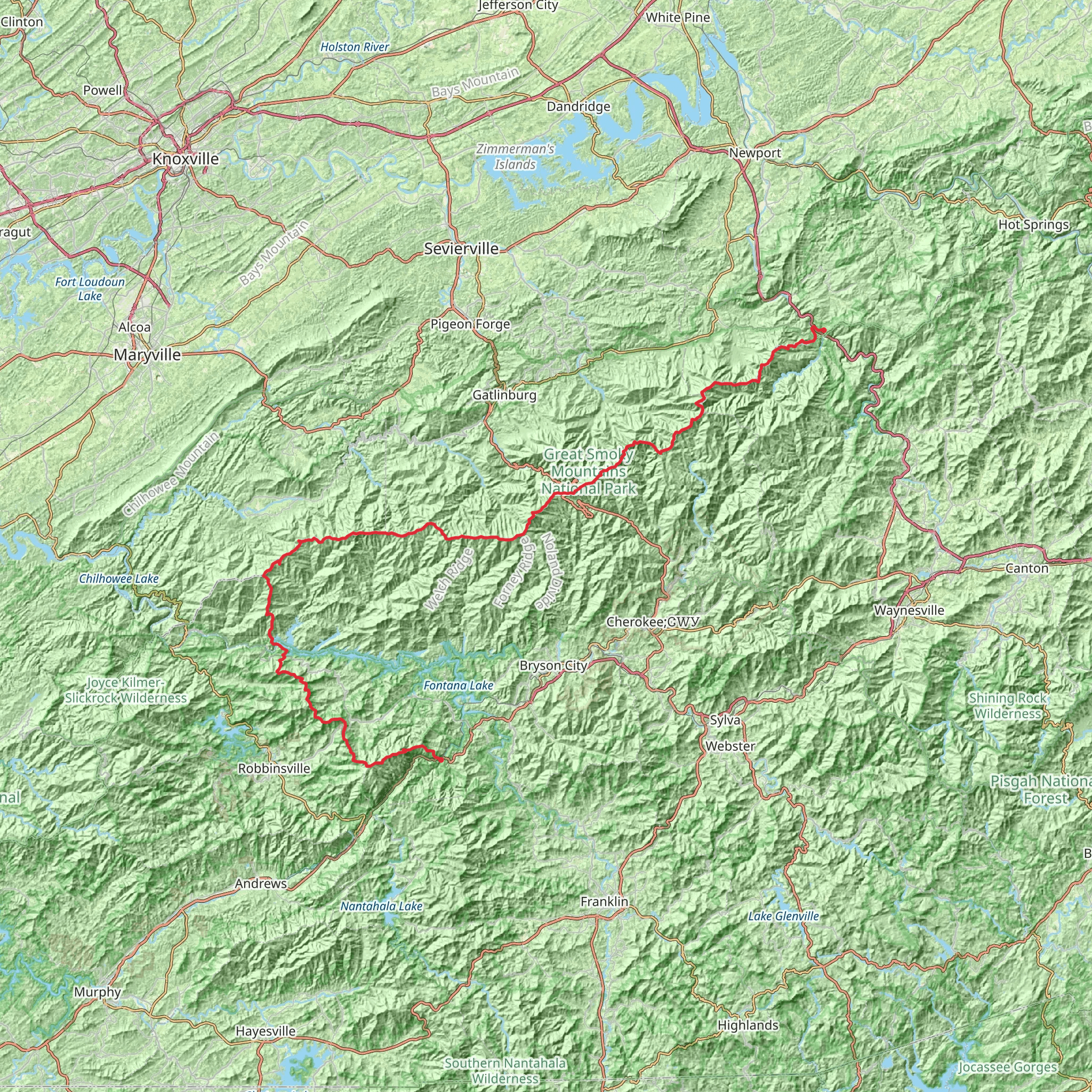 Appalachian Trail Section Hike - Nantahala Gorge To Davenport Gap mobile static map