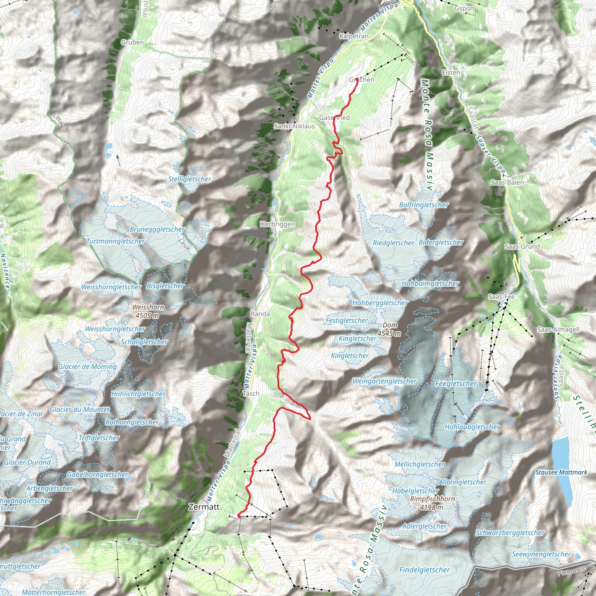 Zermatt - Grachen Trail mobile static map