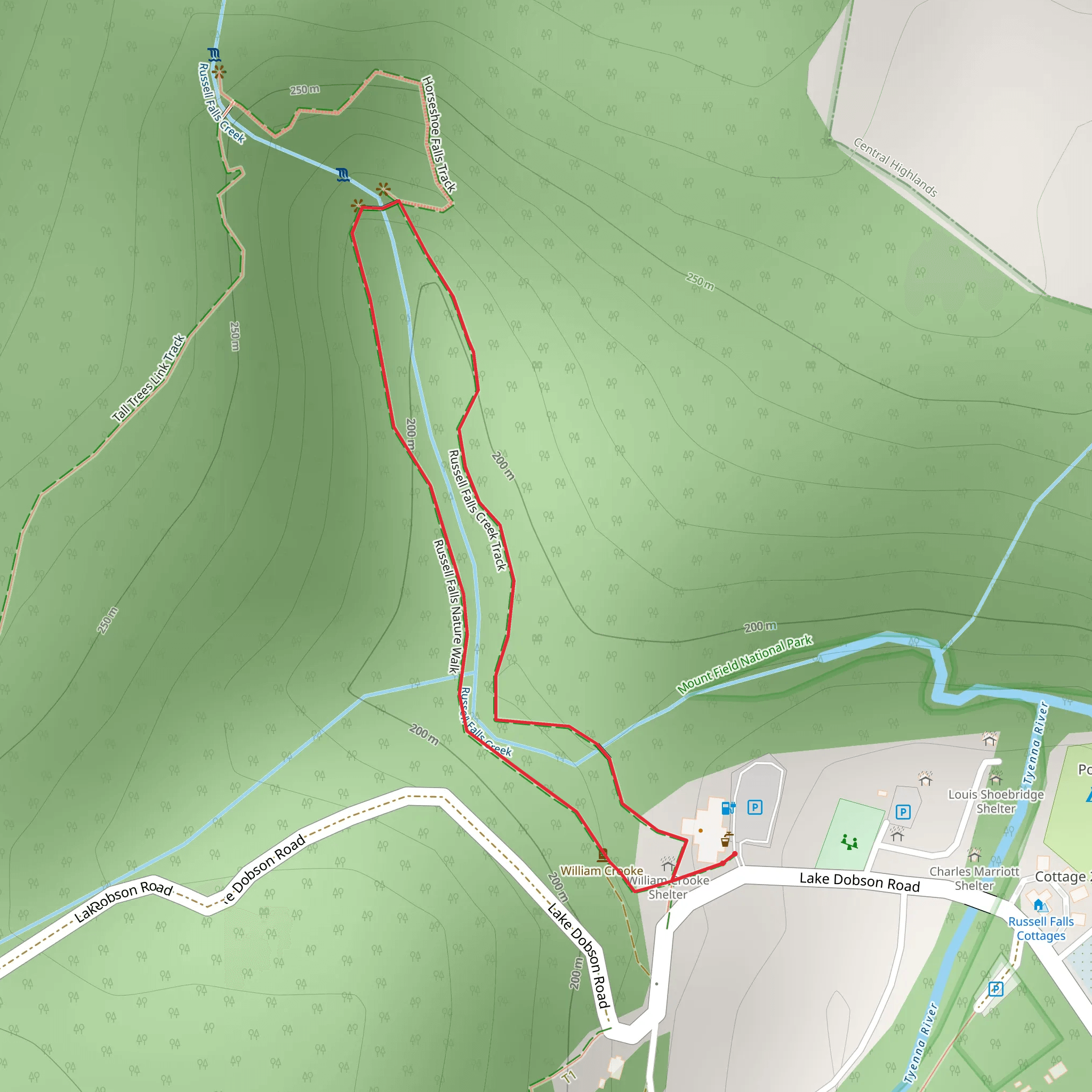 Russell Falls Track mobile static map