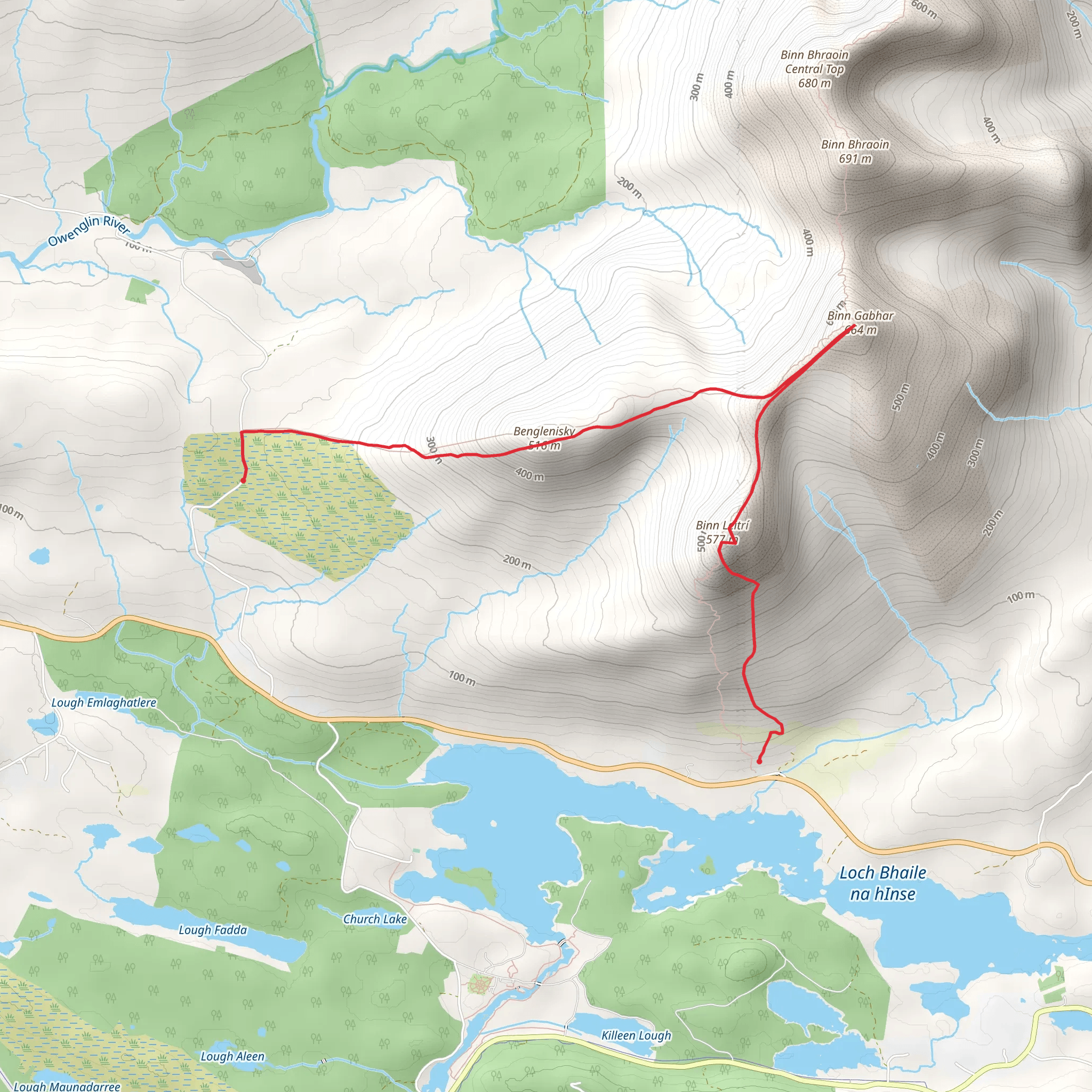 Binn Gabhar and Benlettery mobile static map