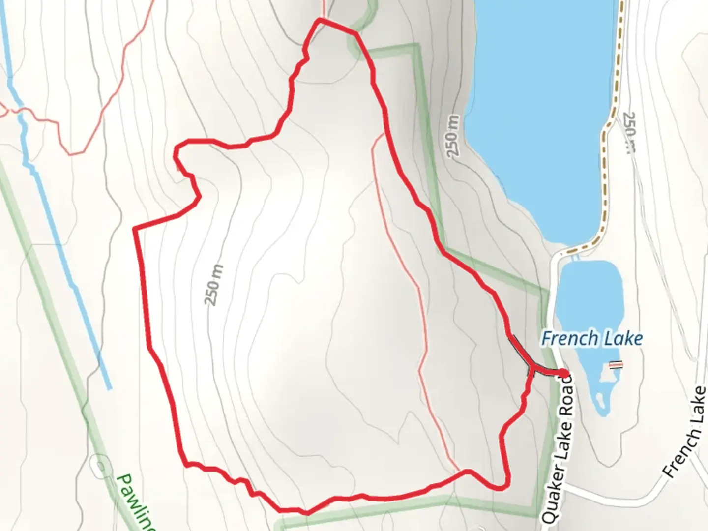 An image depicting the trail Blue Trail Loop from French Lake and its surrounding area.