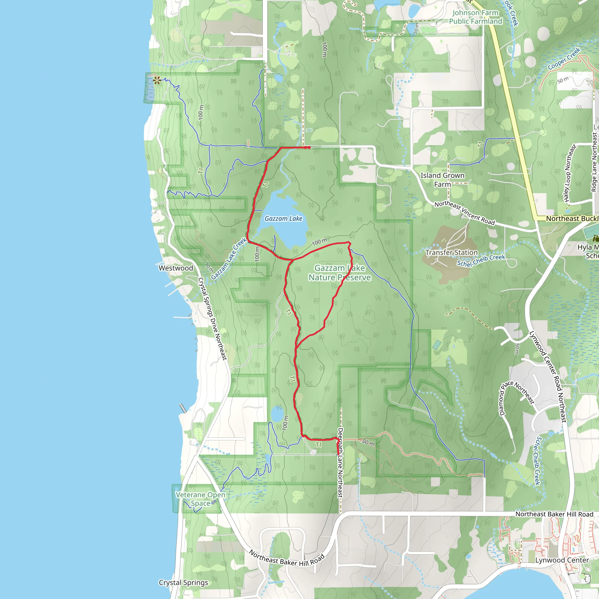 Gazzam Lake Loop and Main Trail mobile static map