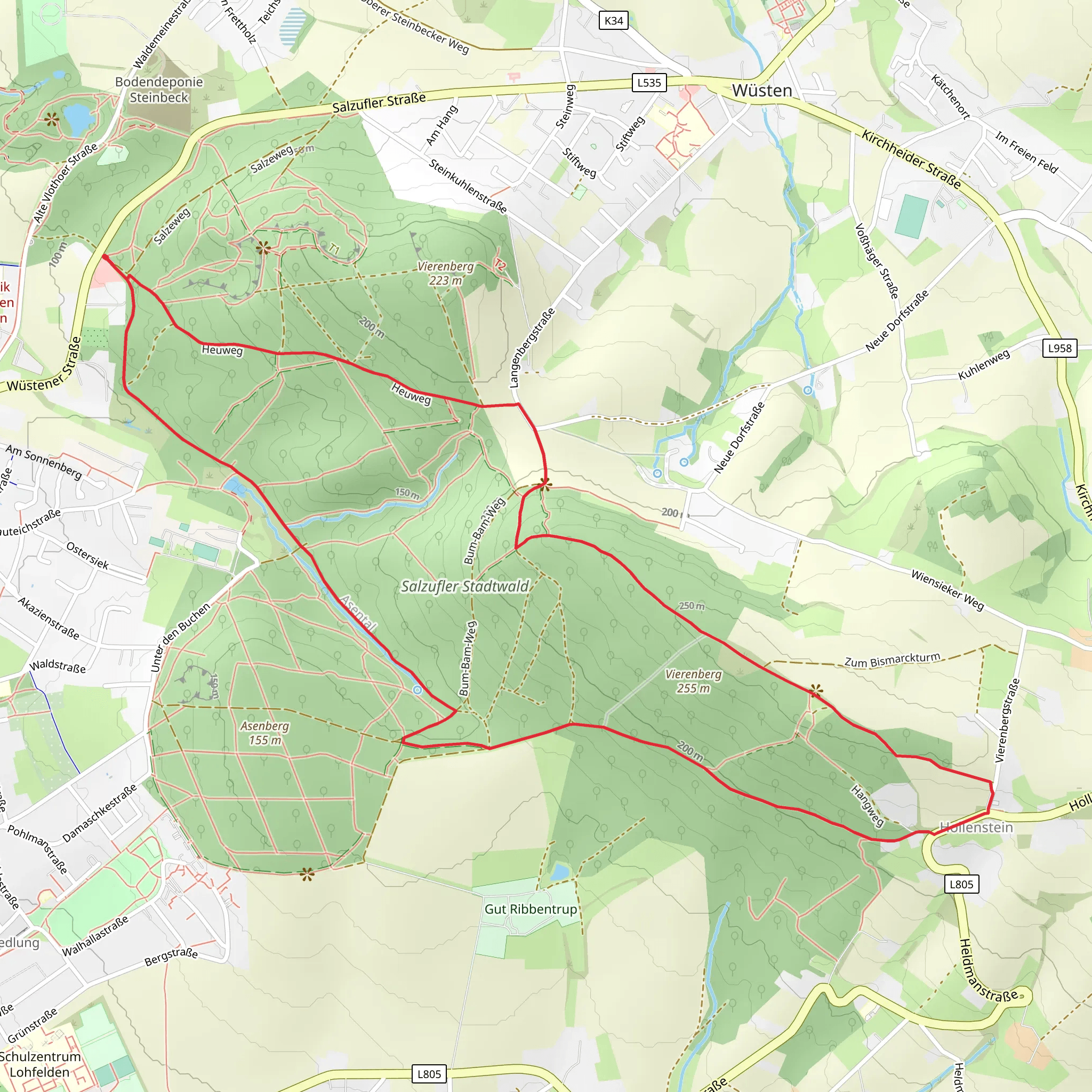 Salzufler Stadtwald via Heuweg mobile static map