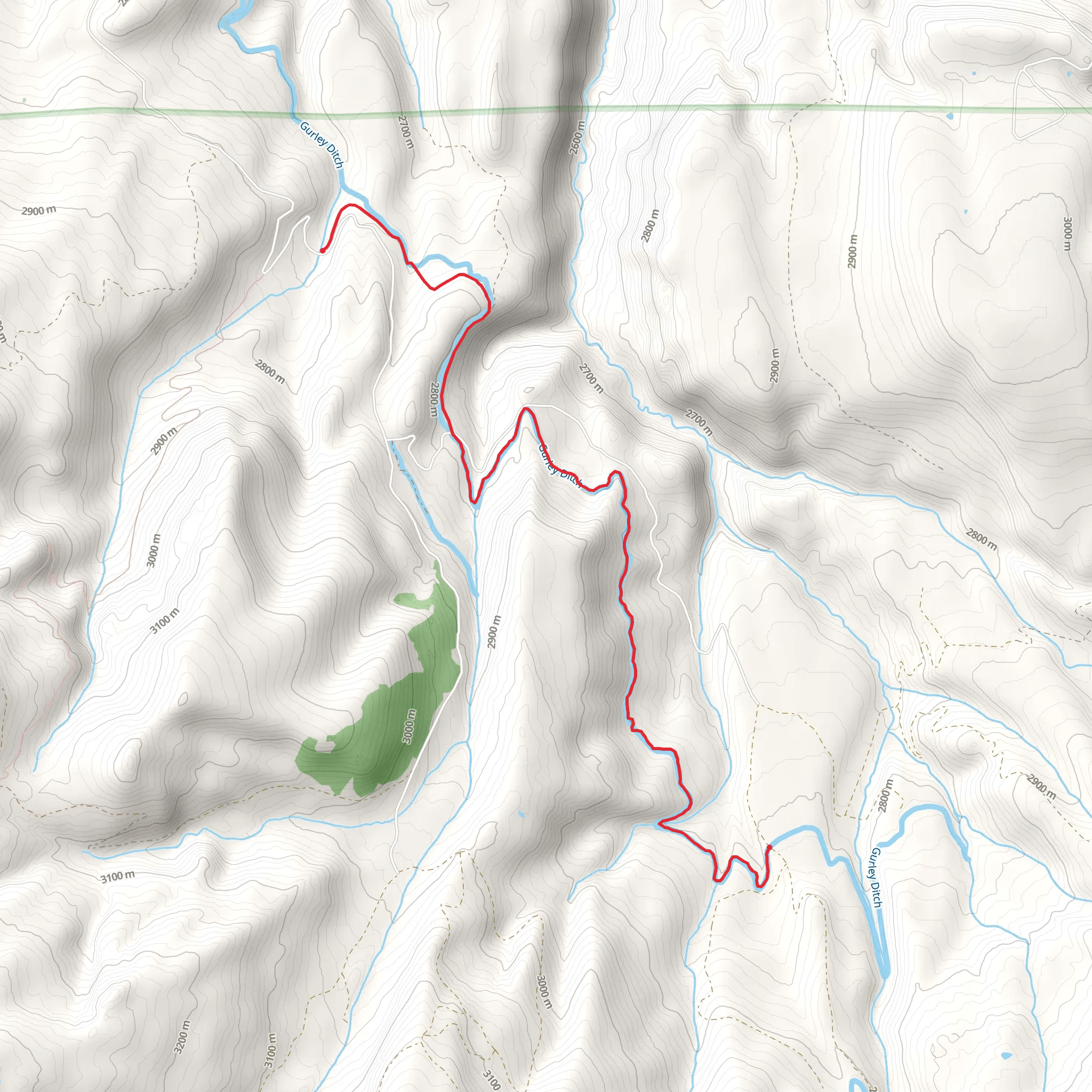 Gurley Ditch Trail mobile static map