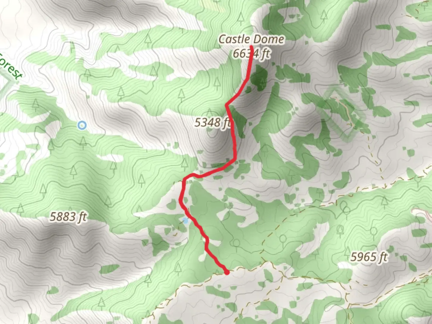 An image depicting the trail Castle Dome and its surrounding area.