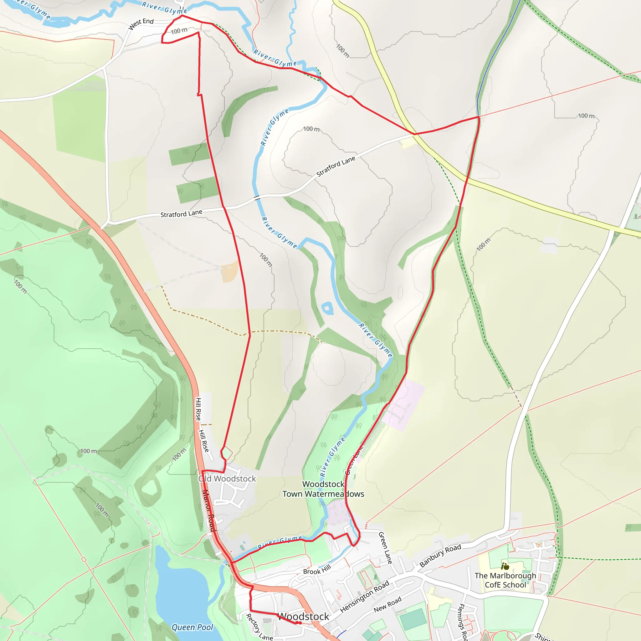 Woodstock Town Watermeadows Loop mobile static map