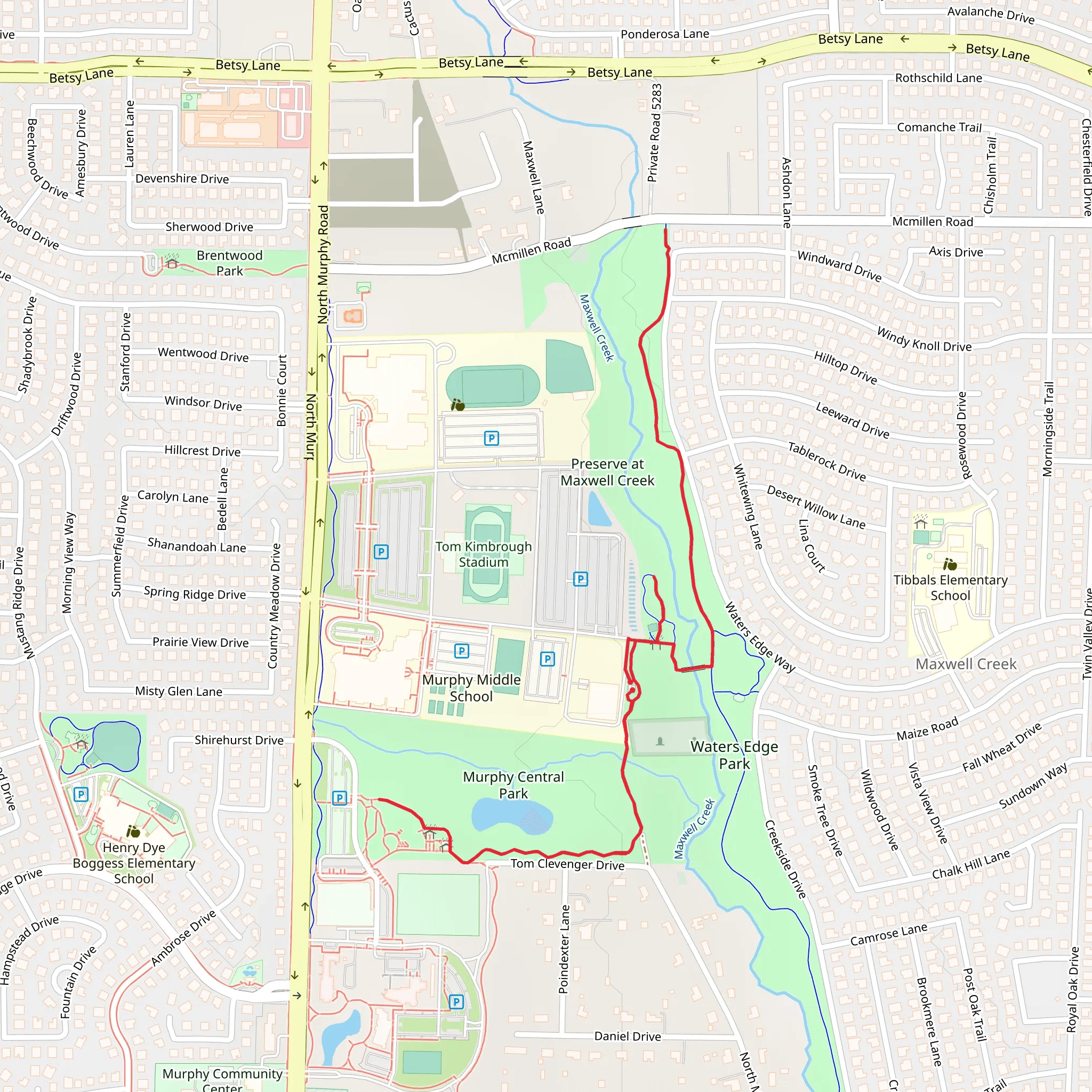 Murphy Central Park and Preserve at Maxwell Creek Walk mobile static map