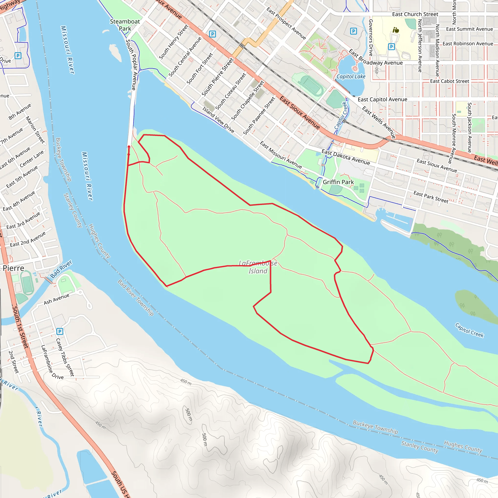 LaFramboise Island Nature Area Loop mobile static map