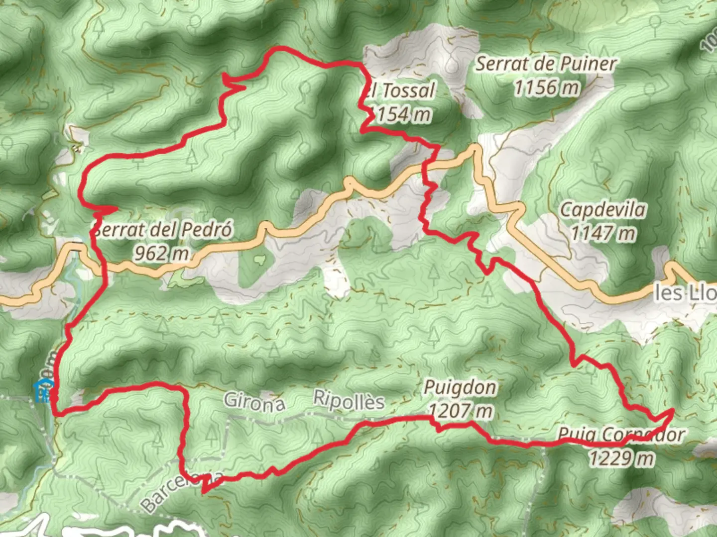 An image depicting the trail Puigcercós Path PR C 50 and its surrounding area.