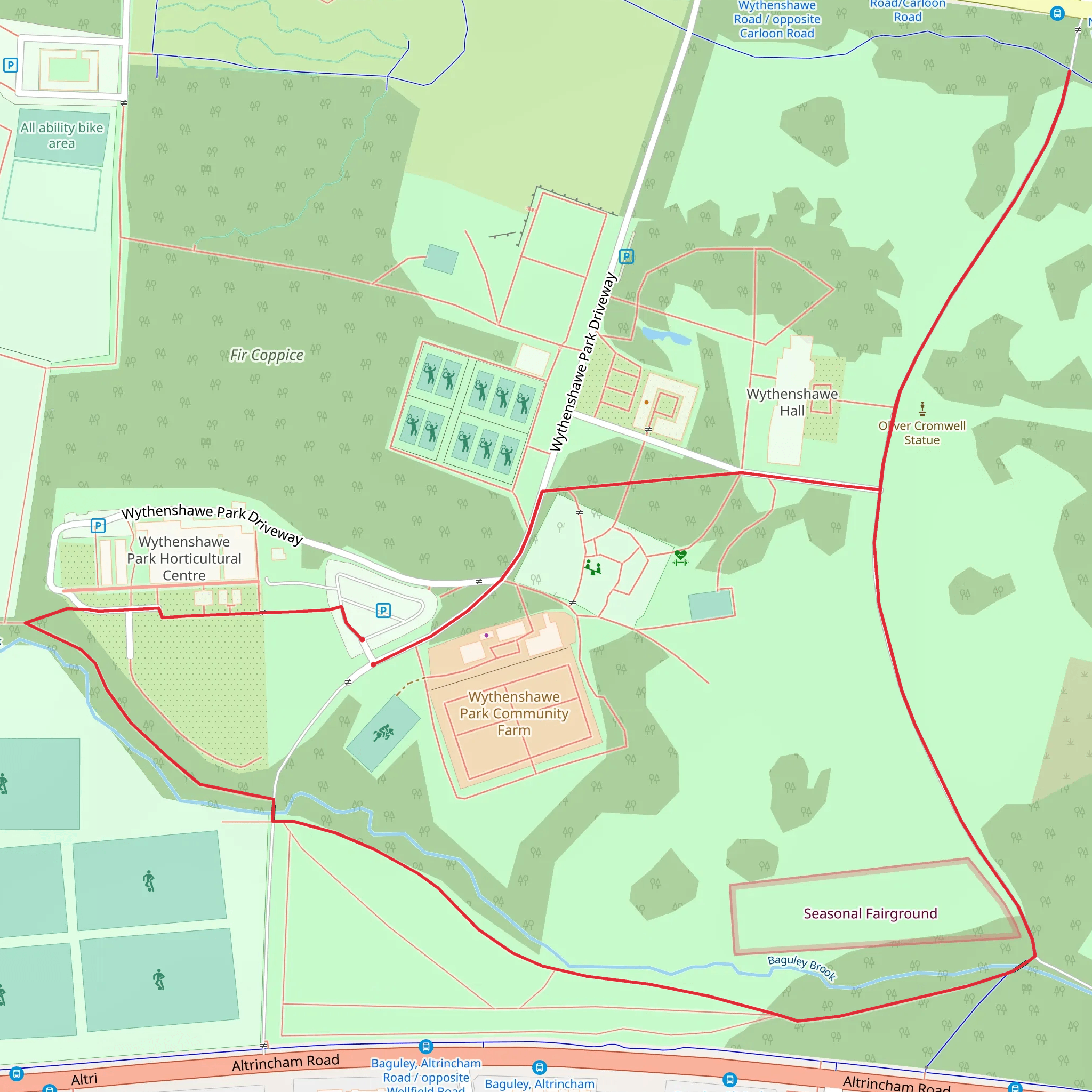Wythenshawe Park Loop mobile static map