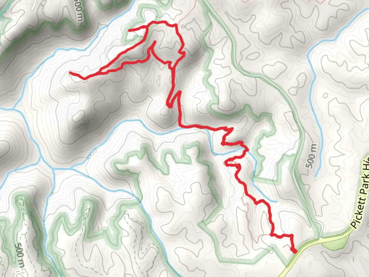 An image depicting the trail Overlook Trail and Upper Canyon Trail and its surrounding area.