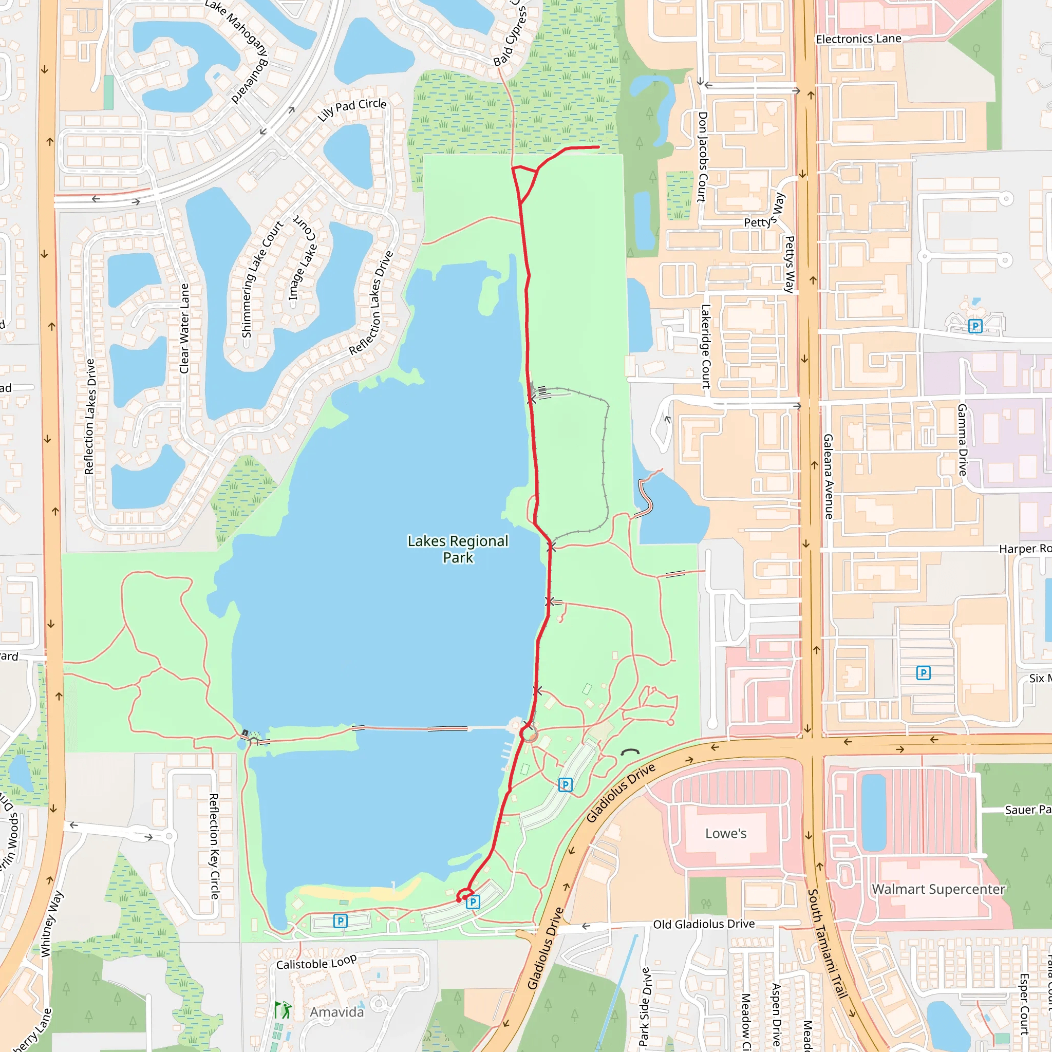 Lakes Regional Park Walk mobile static map