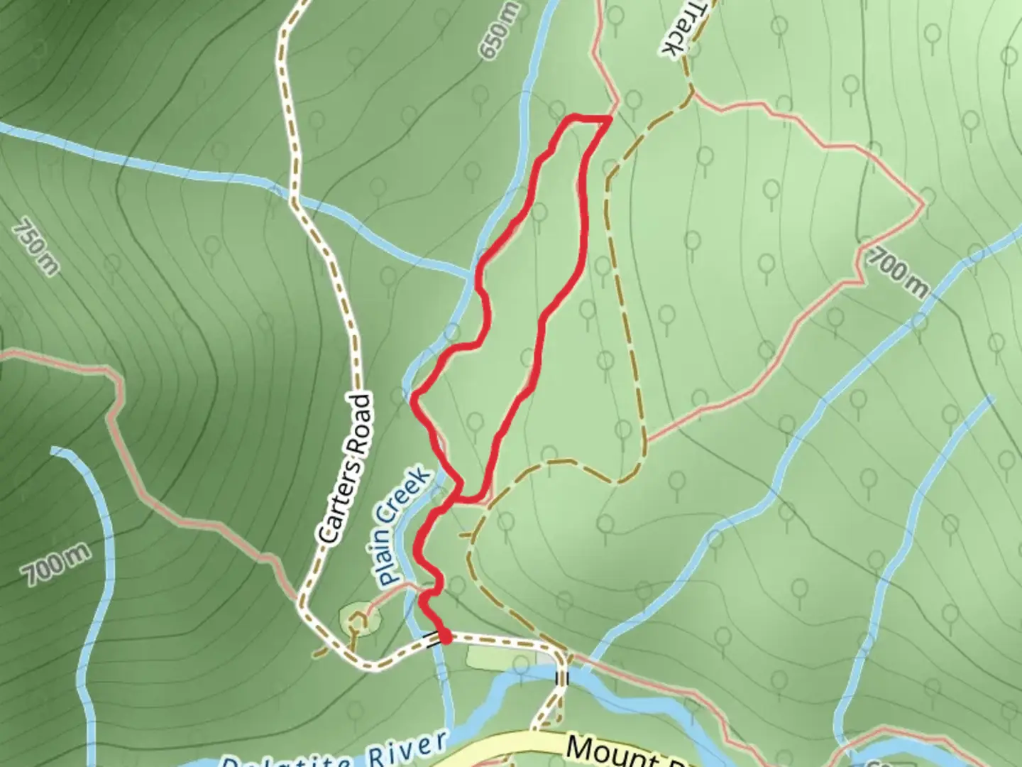 An image depicting the trail Plain Creek Loop Trail and its surrounding area.