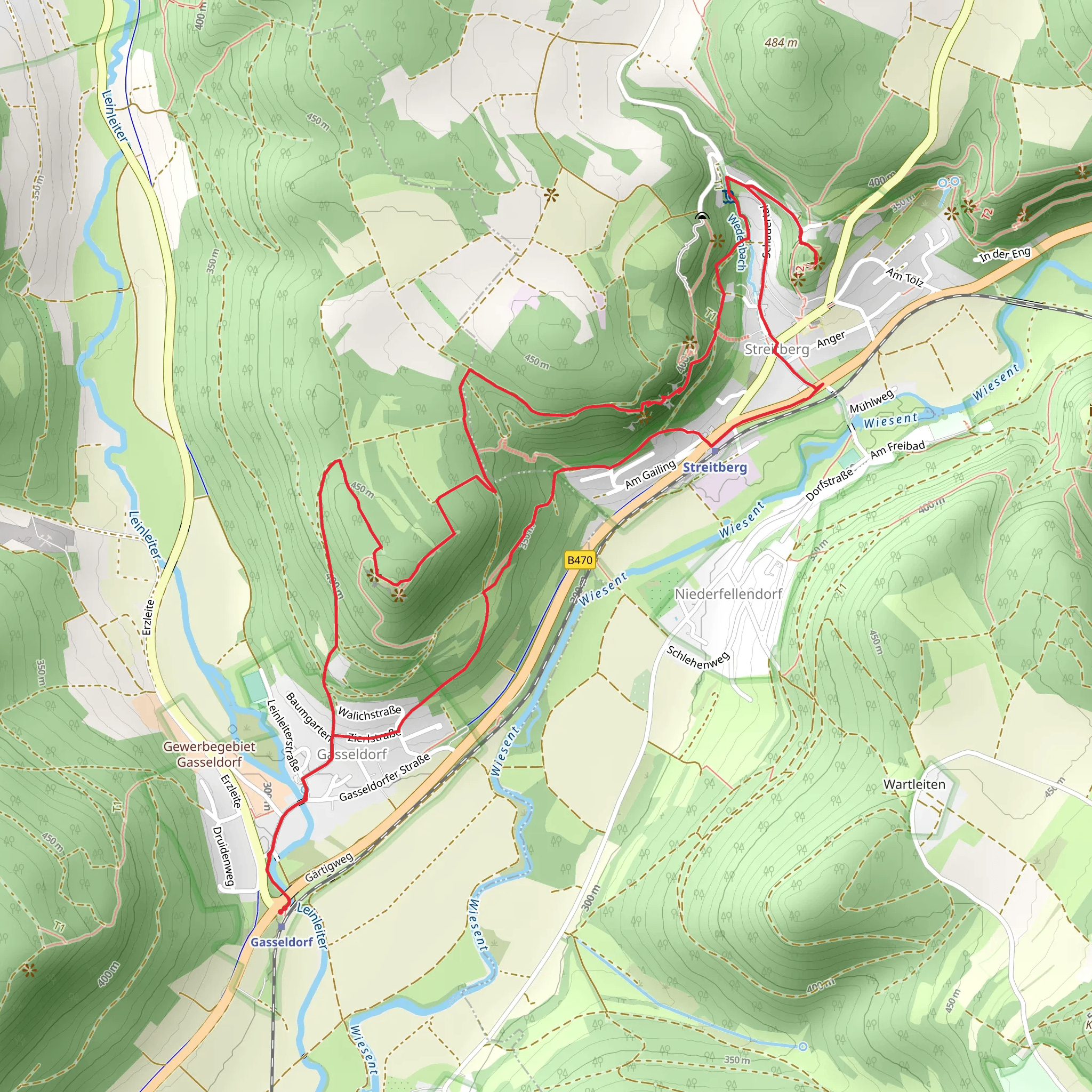 Wedenbach Waterfall and Burgruine Streitberg Loop mobile static map