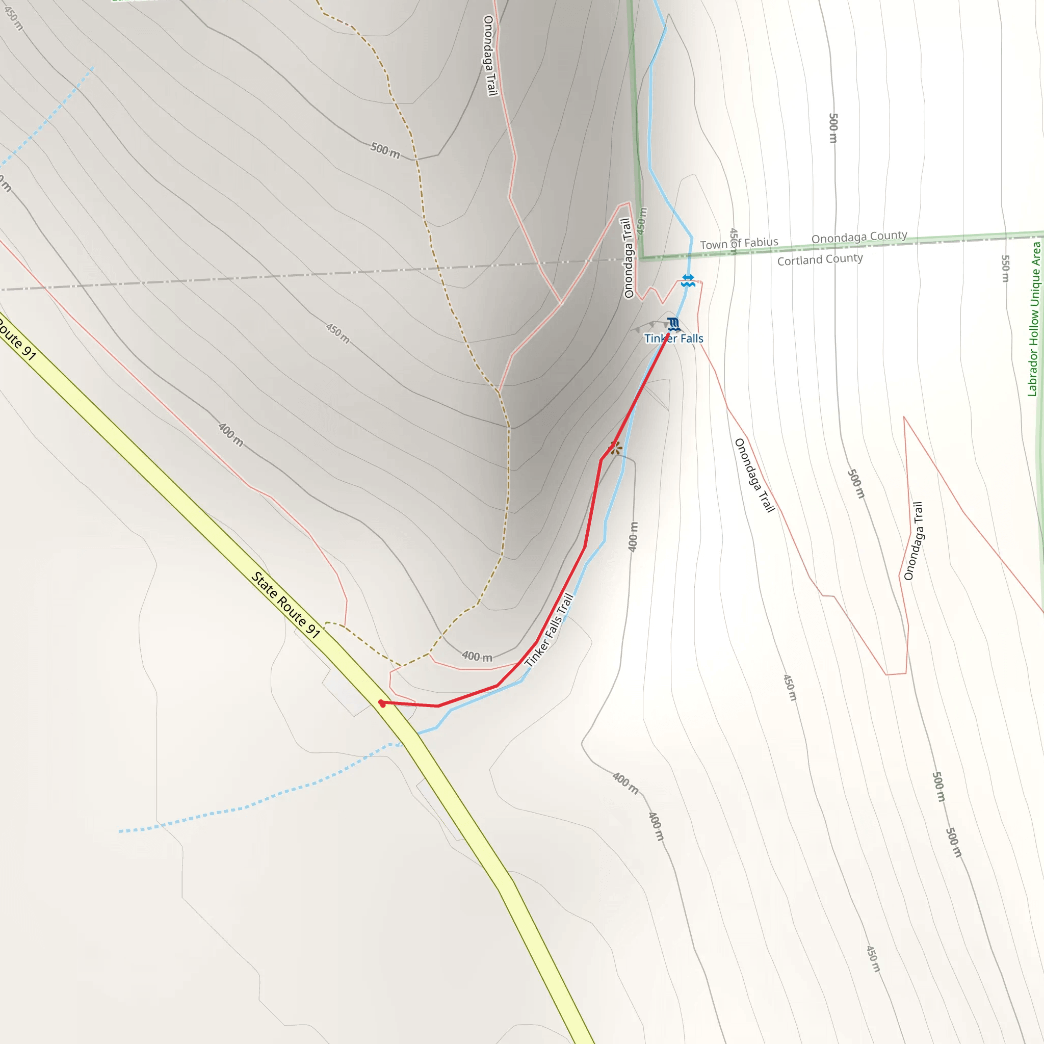 Tinker Falls Trail mobile static map