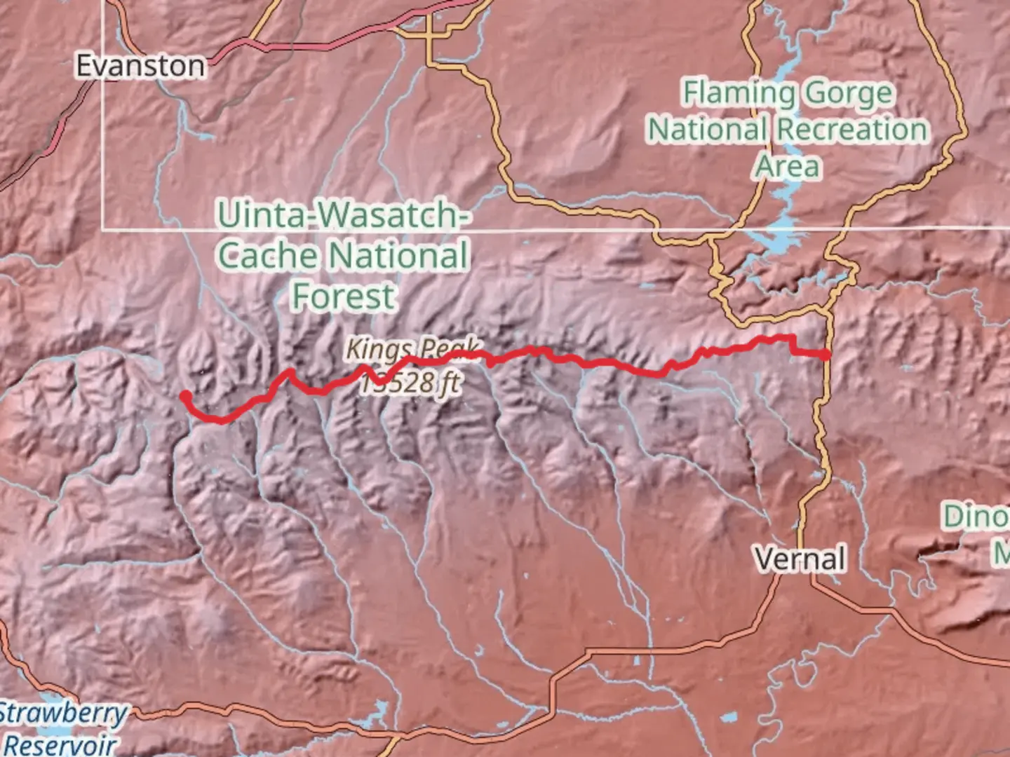 An image depicting the trail Uinta Highline Trail and its surrounding area.