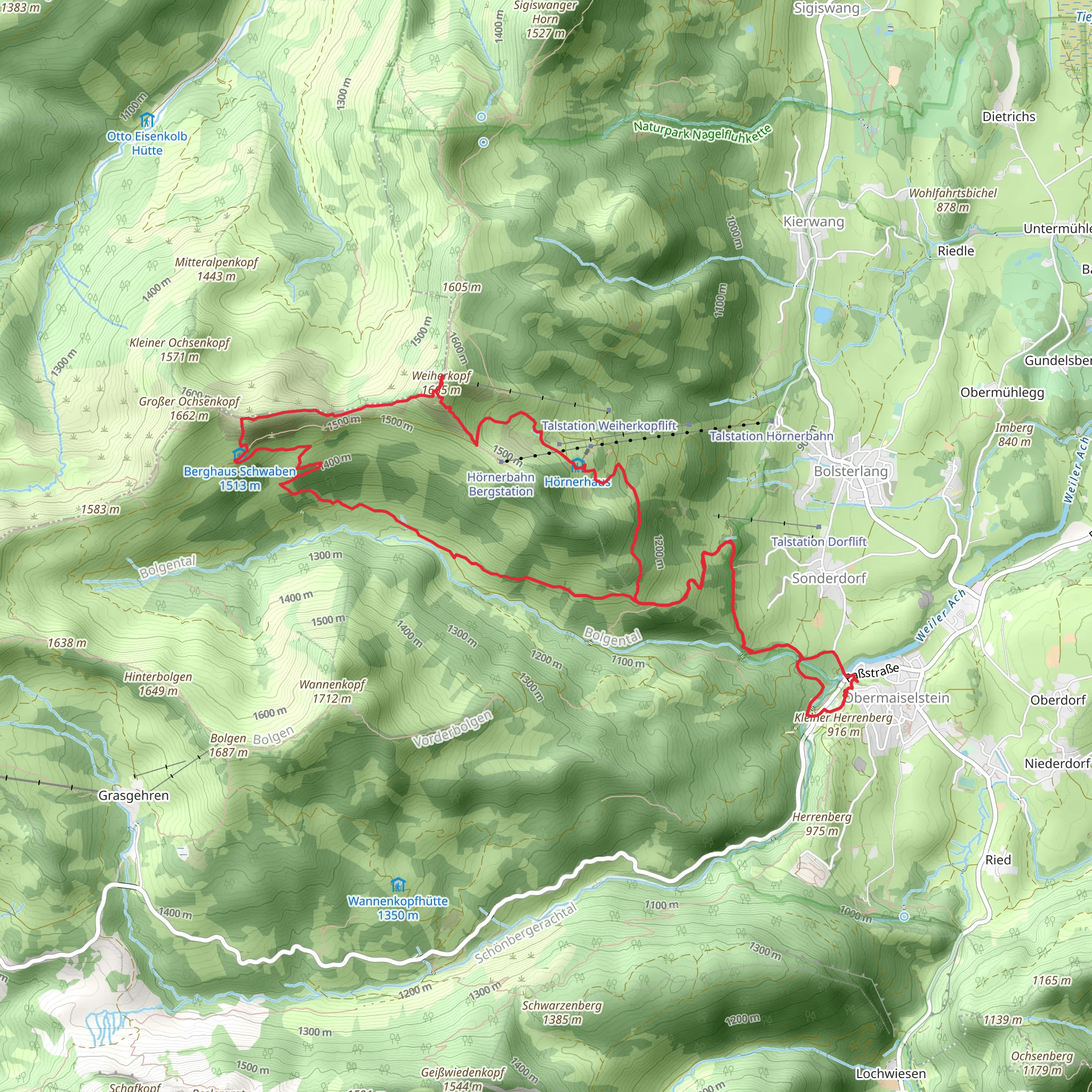 Weiherkopf via Hoerner Hohenweg mobile static map
