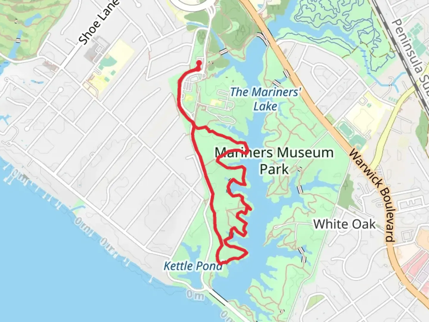 An image depicting the trail The Noland Trail and Meadow Path via Harvey Field Park and its surrounding area.
