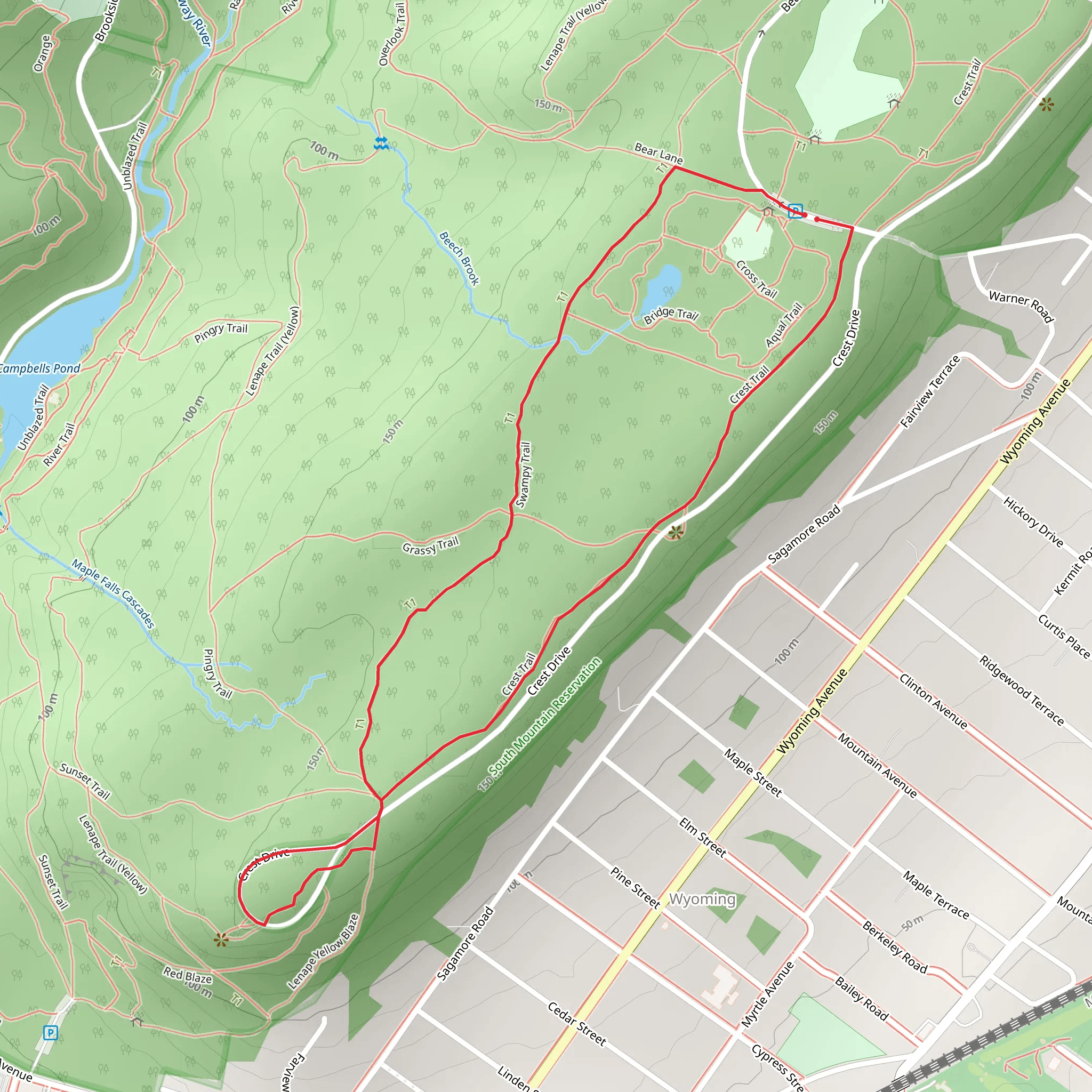 Swampy and Crest Loop Trail mobile static map