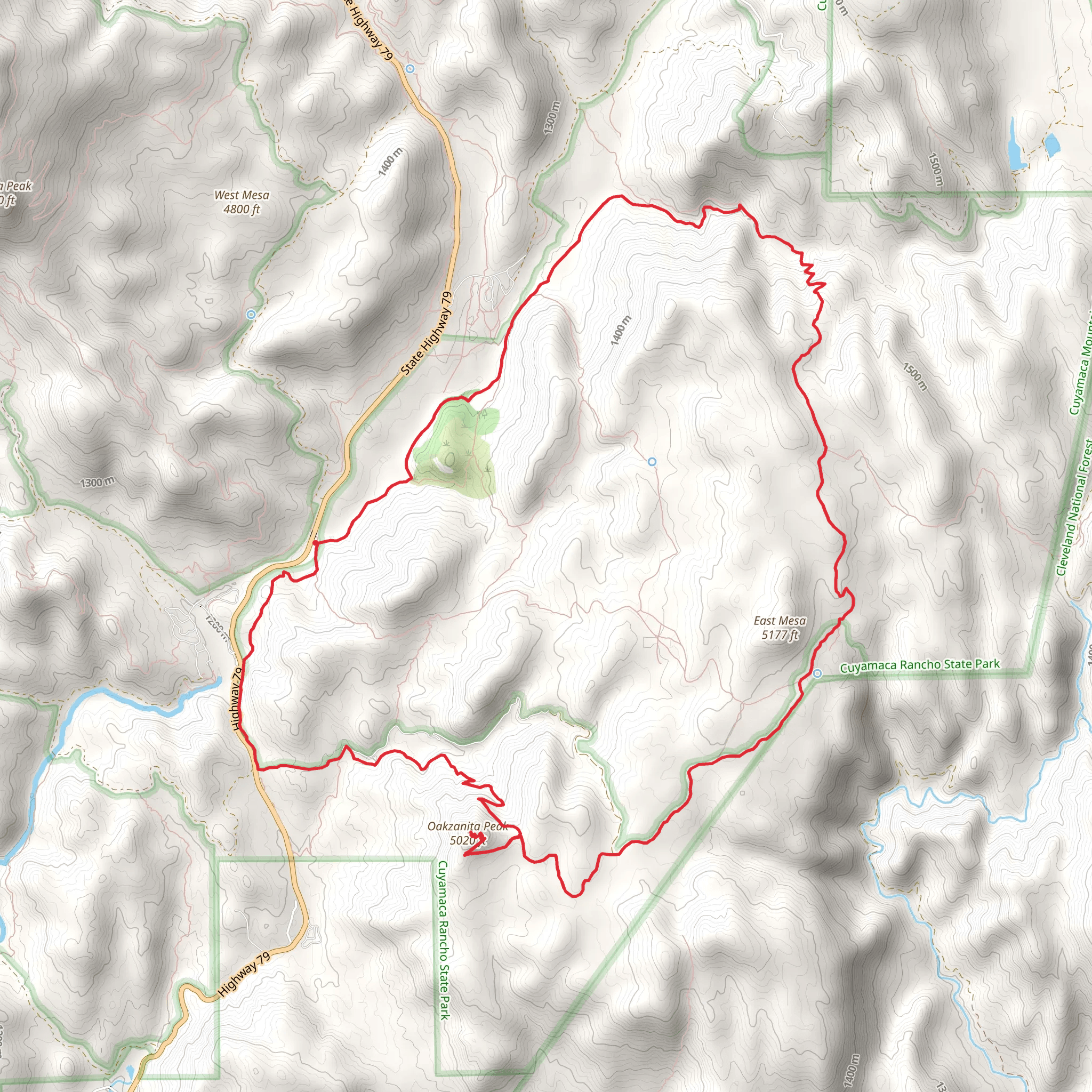 East Side, Harvey Moore and oakzanita Peak Loop Trail mobile static map