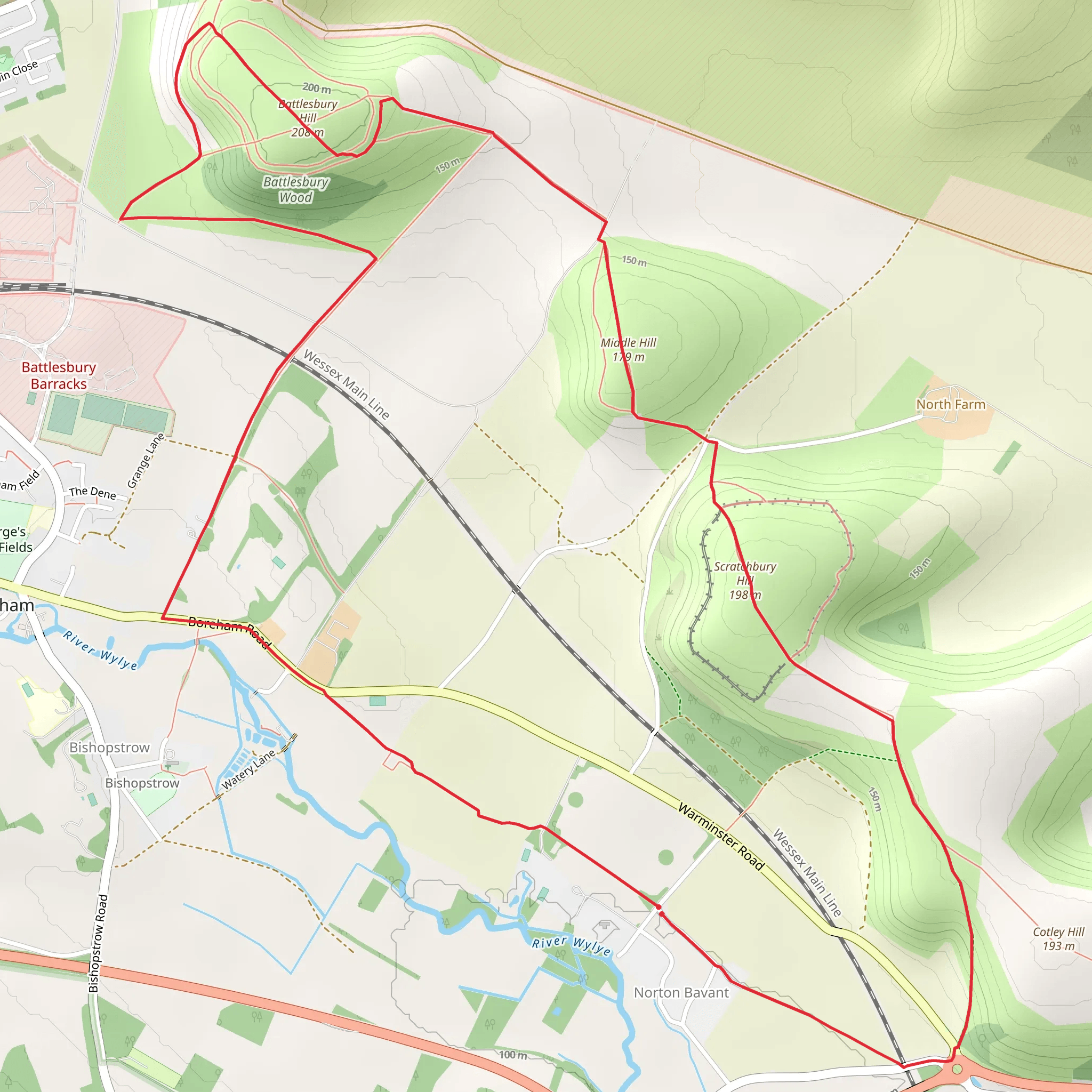 Battlesbury Hill from Norton Bavant mobile static map